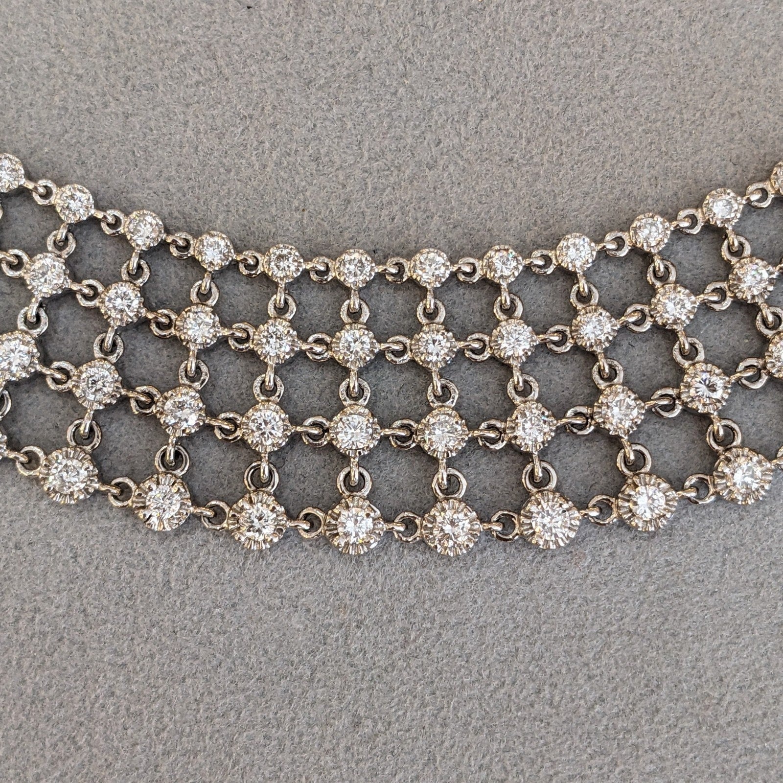 Wide Openwork Collar Diamond Necklace in 18k White Gold
