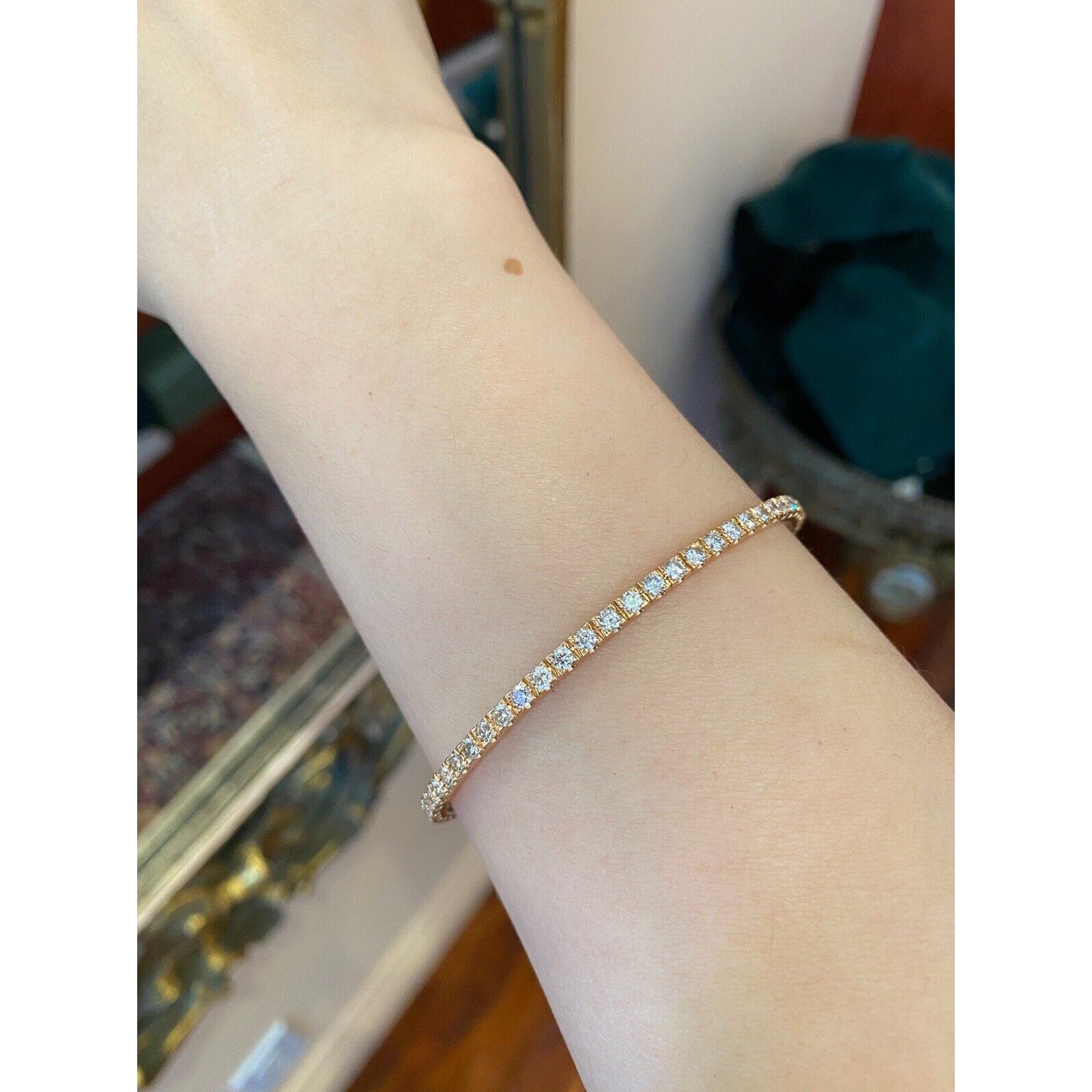 4.60 carat Diamond Eternity Stackable Bangle Bracelet in 18k Rose Gold