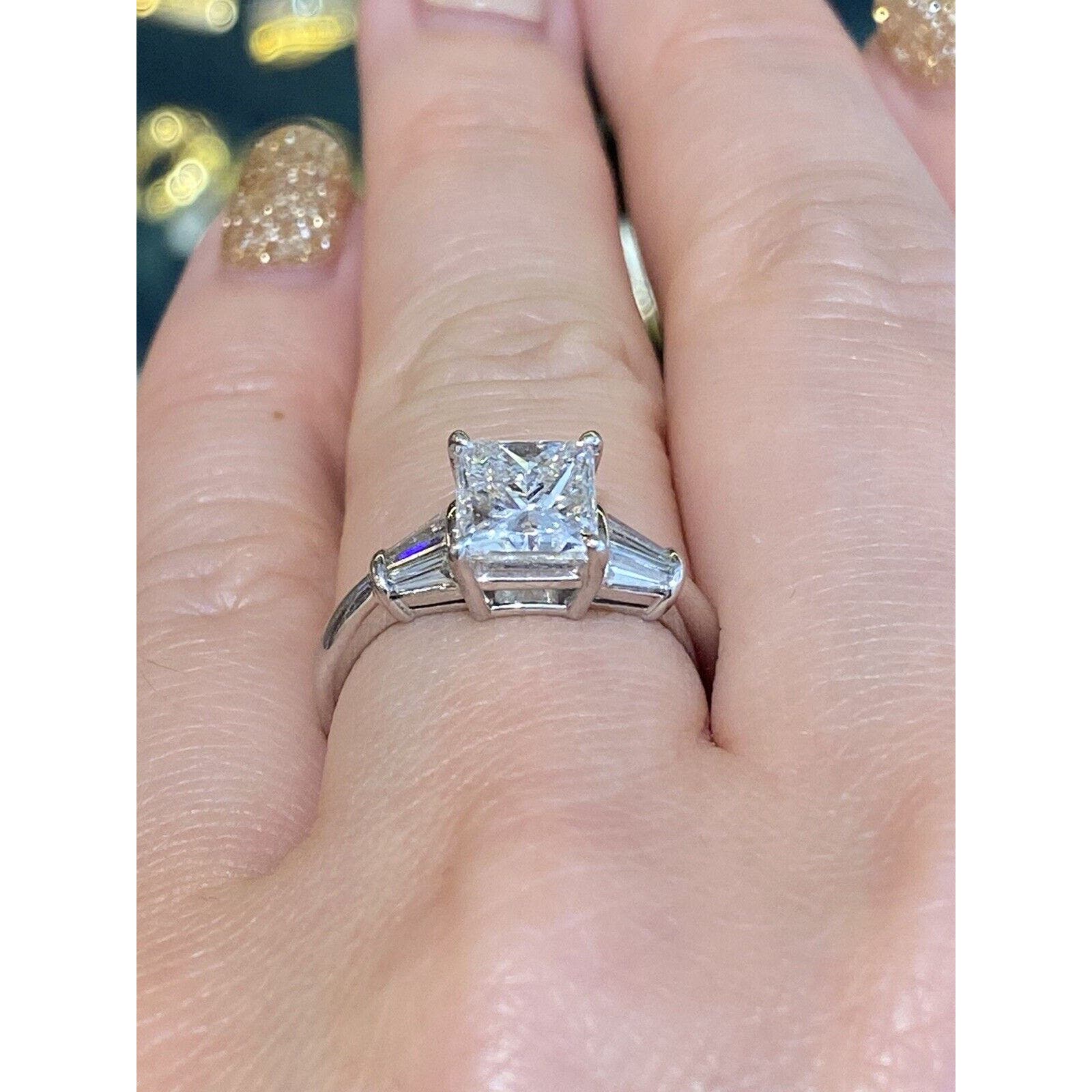 GIA 2.02 ct E color Radiant Diamond with Baguettes Ring in Platinum - HM2061RA