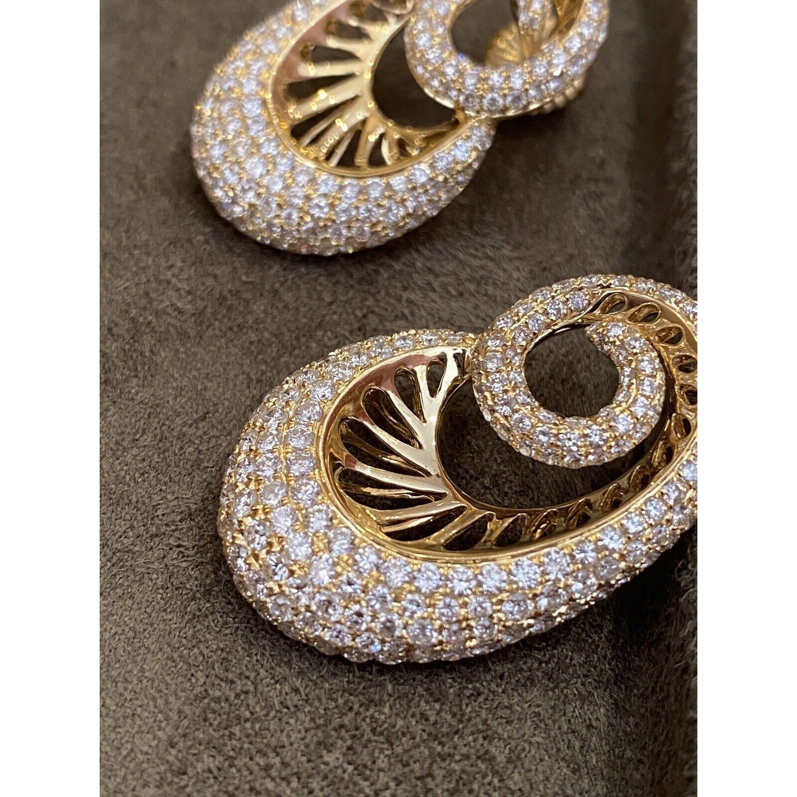 Diamond Pave Earrings Paisley Design 6.22 cttw in 18k Yellow Gold--HM2222BA