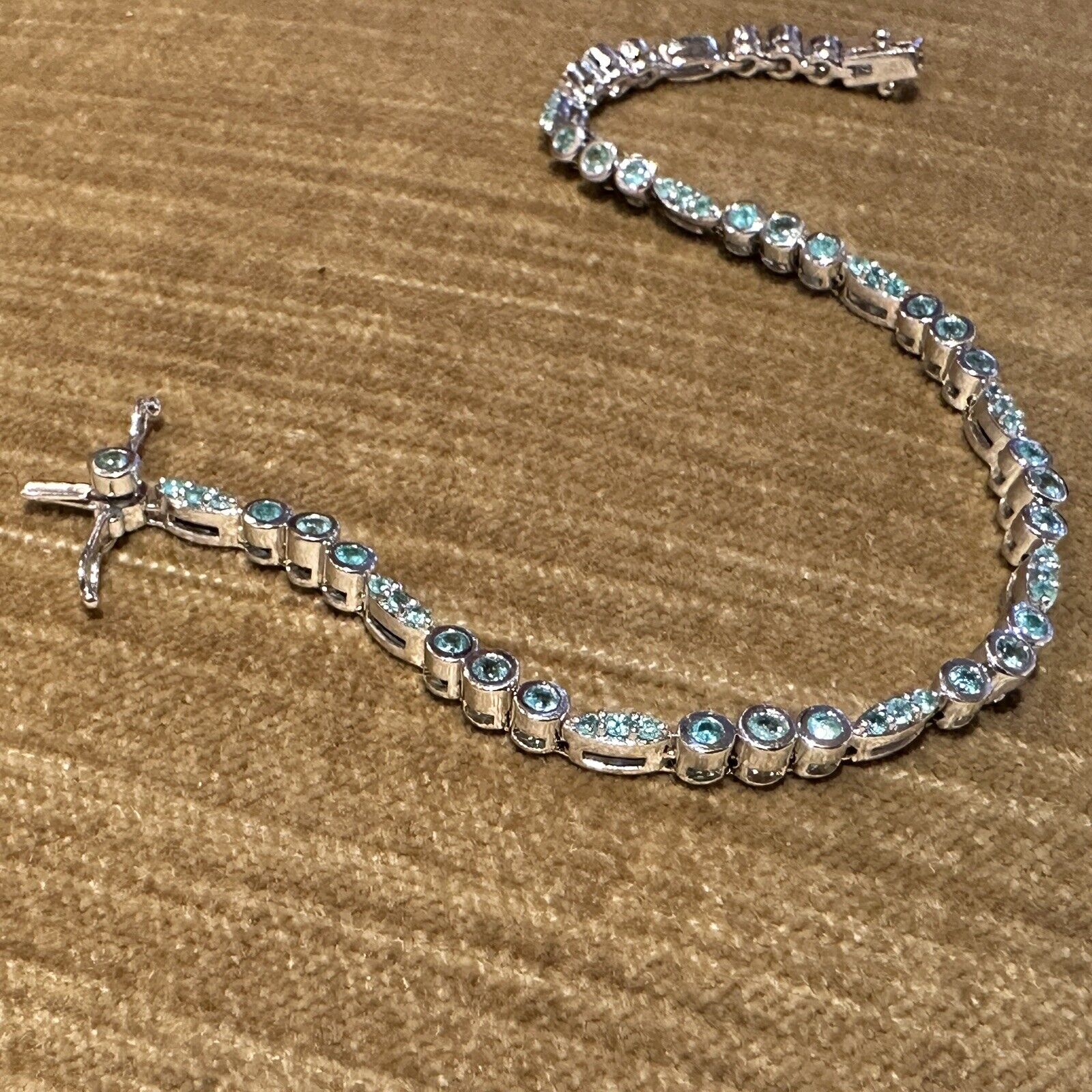 Natural Paraiba Tourmaline Tennis Bracelet in 18k White Gold - HM2666SN