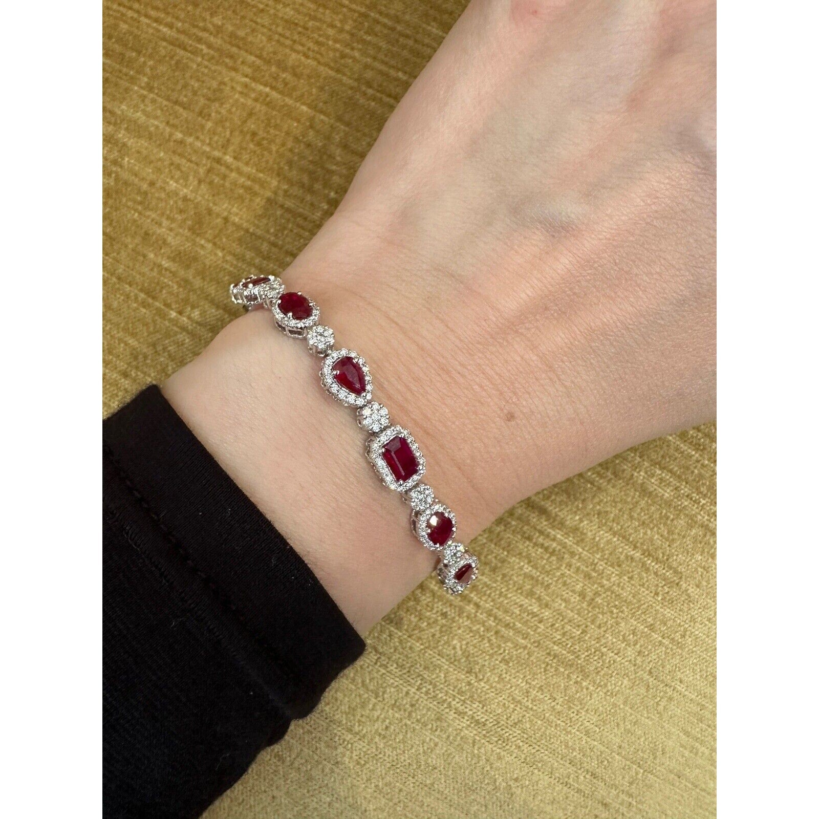 Ruby and Diamond Link Bracelet 7.65 cttw in 18k White Gold - HM2538Z