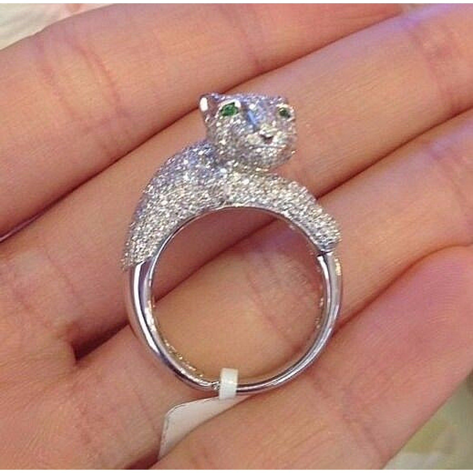 Pave Diamond Panther Ring 4.00 cttw in 18k White Gold - HM1285AI