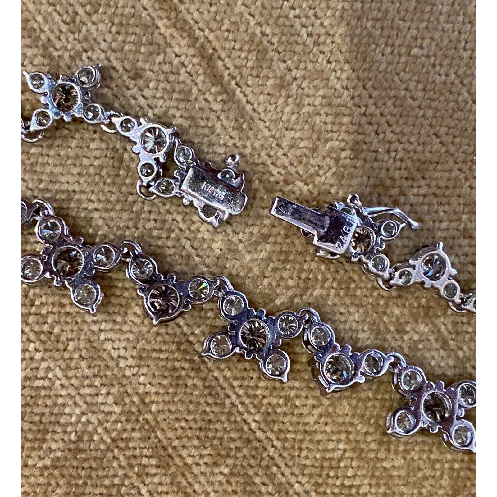 24.61 ct Champagne & White Diamond Tennis Necklace in 18k White Gold -HM2293IE