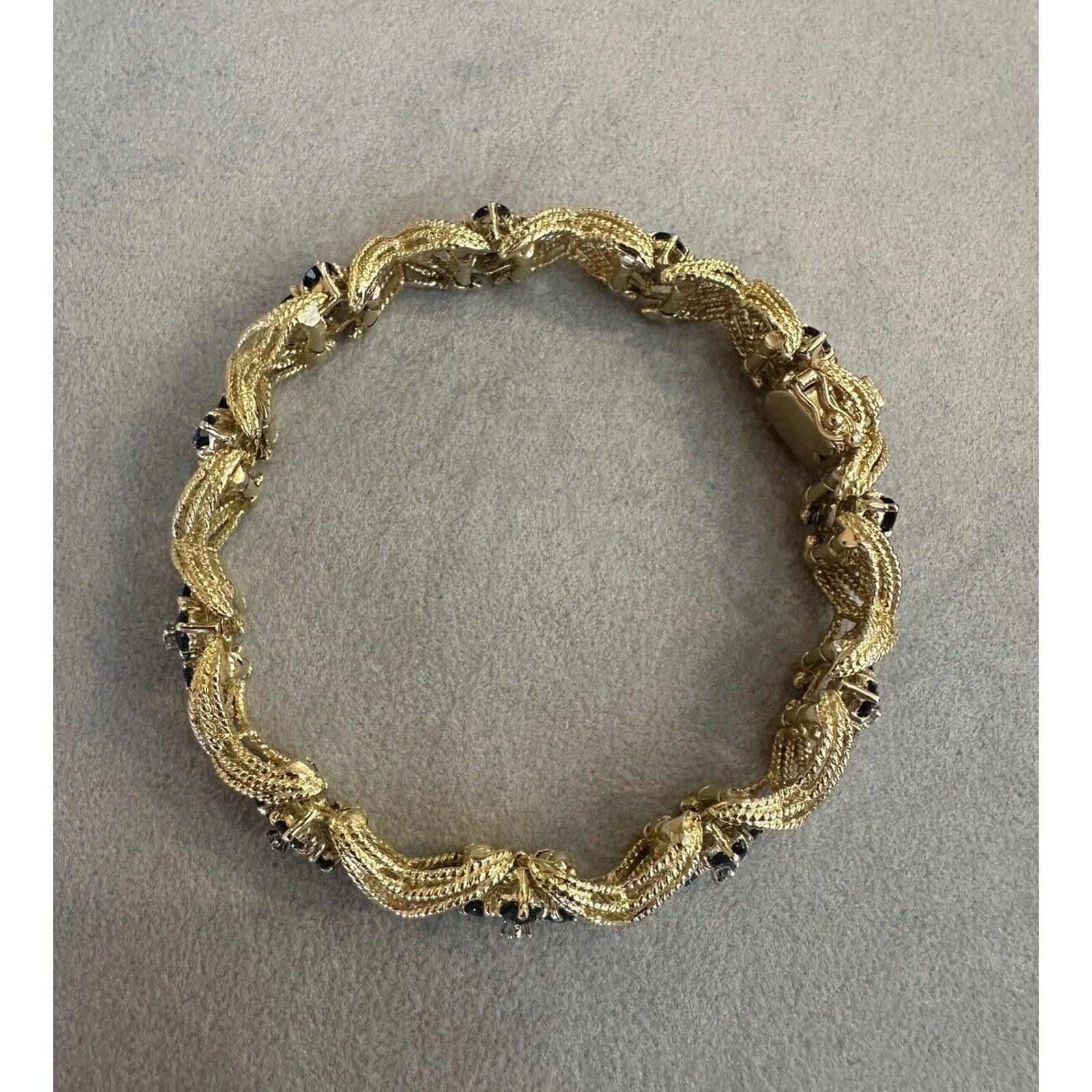 La Triomphe Sapphire and Diamond "X" Bracelet in 18k Yellow Gold