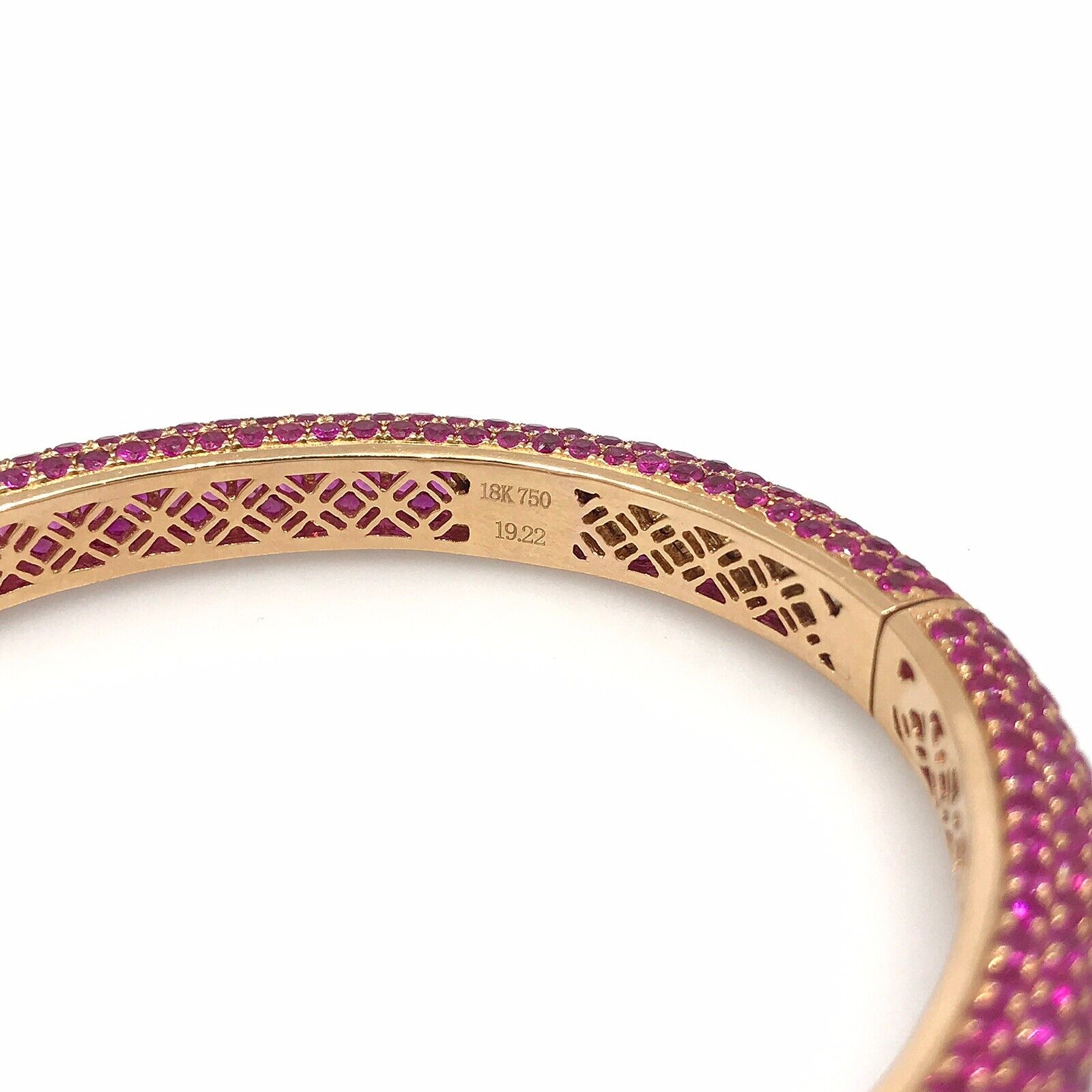 19.22 carats Ruby Pave Bangle Bracelet in 18k Rose Gold