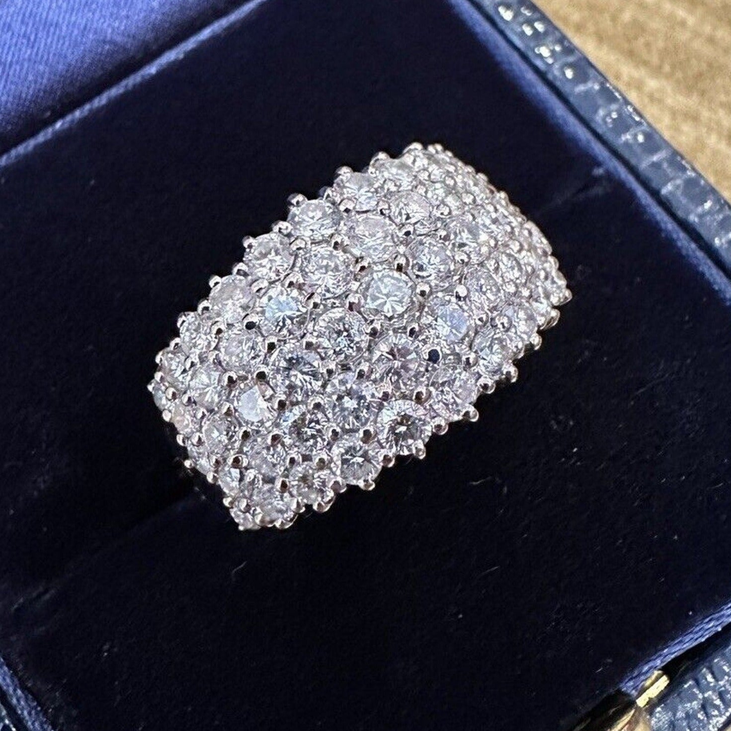 Wide Five Row Pave Diamond Ring 2.64 cttw in Platinum