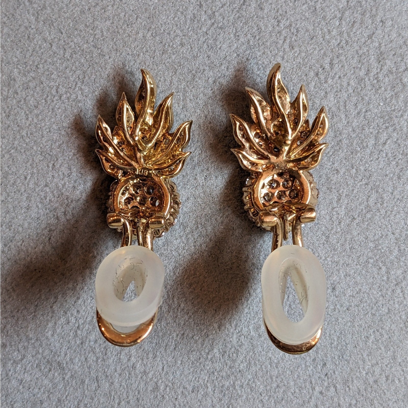 Natural Diamond Pineapple Button Earrings in 14k & 18k Rose Gold