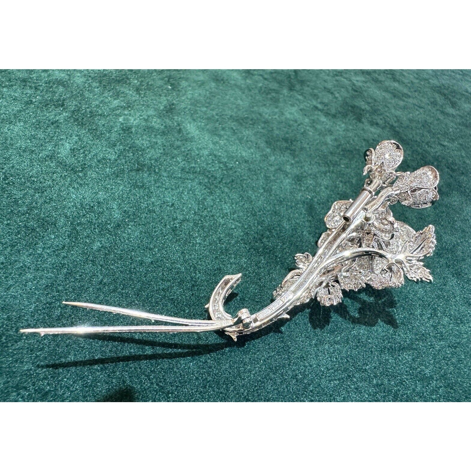 Large Pave Diamond Rose Pin/Brooch 11.22 cttw in Platinum