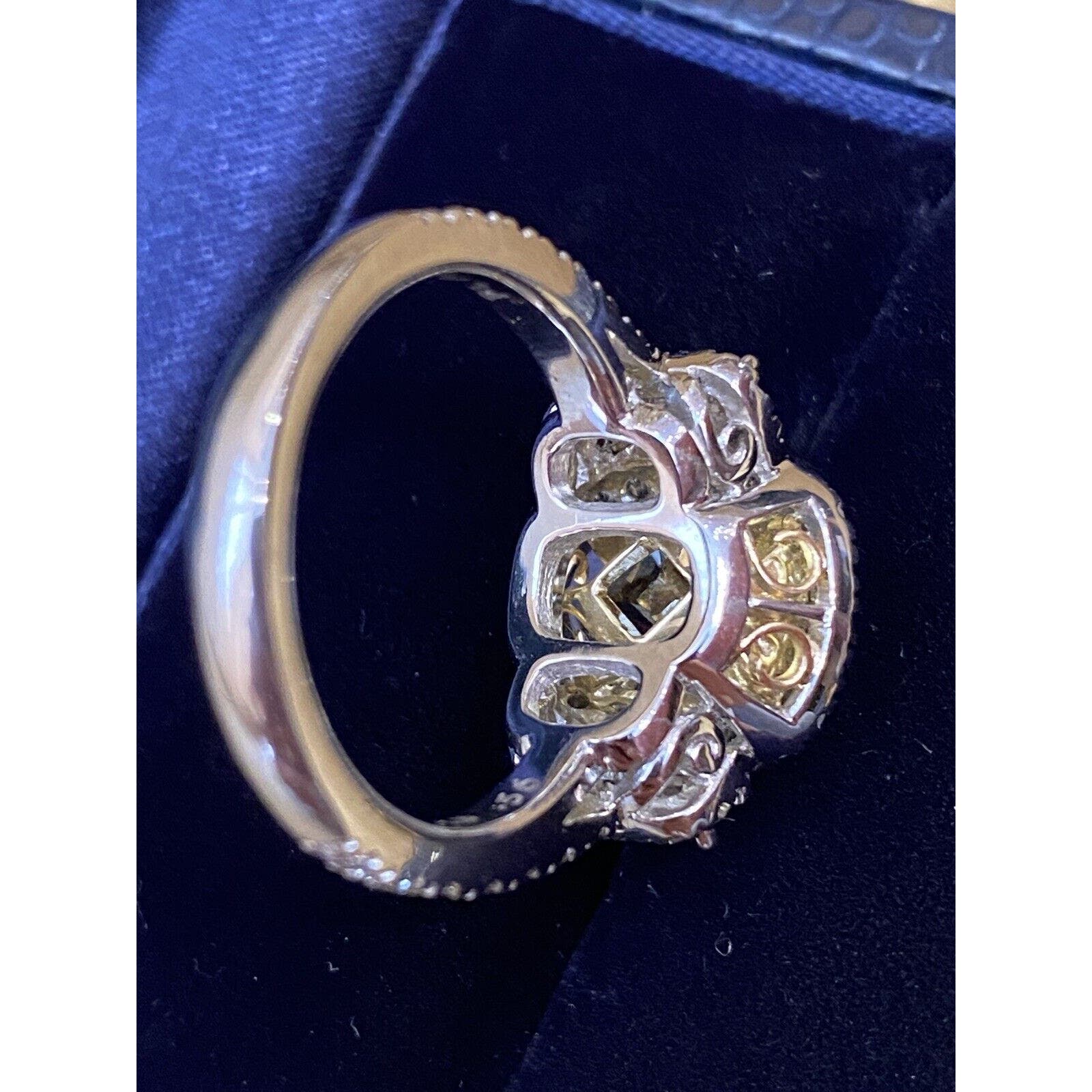 GIA 4.02 ct Fancy Yellow Cushion VS1 Diamond Ring in Plat & 18k Gold - HM2384BV
