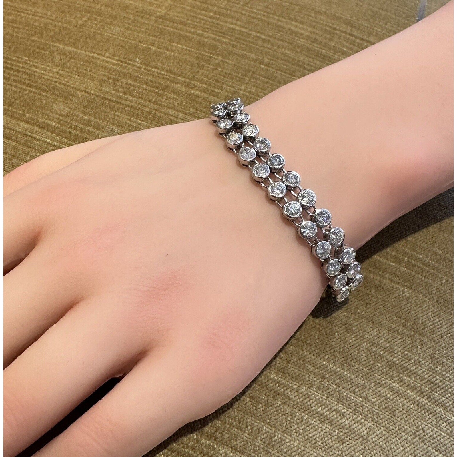 16.17cts Two Row Bezel Set Diamond Bracelet in Platinum