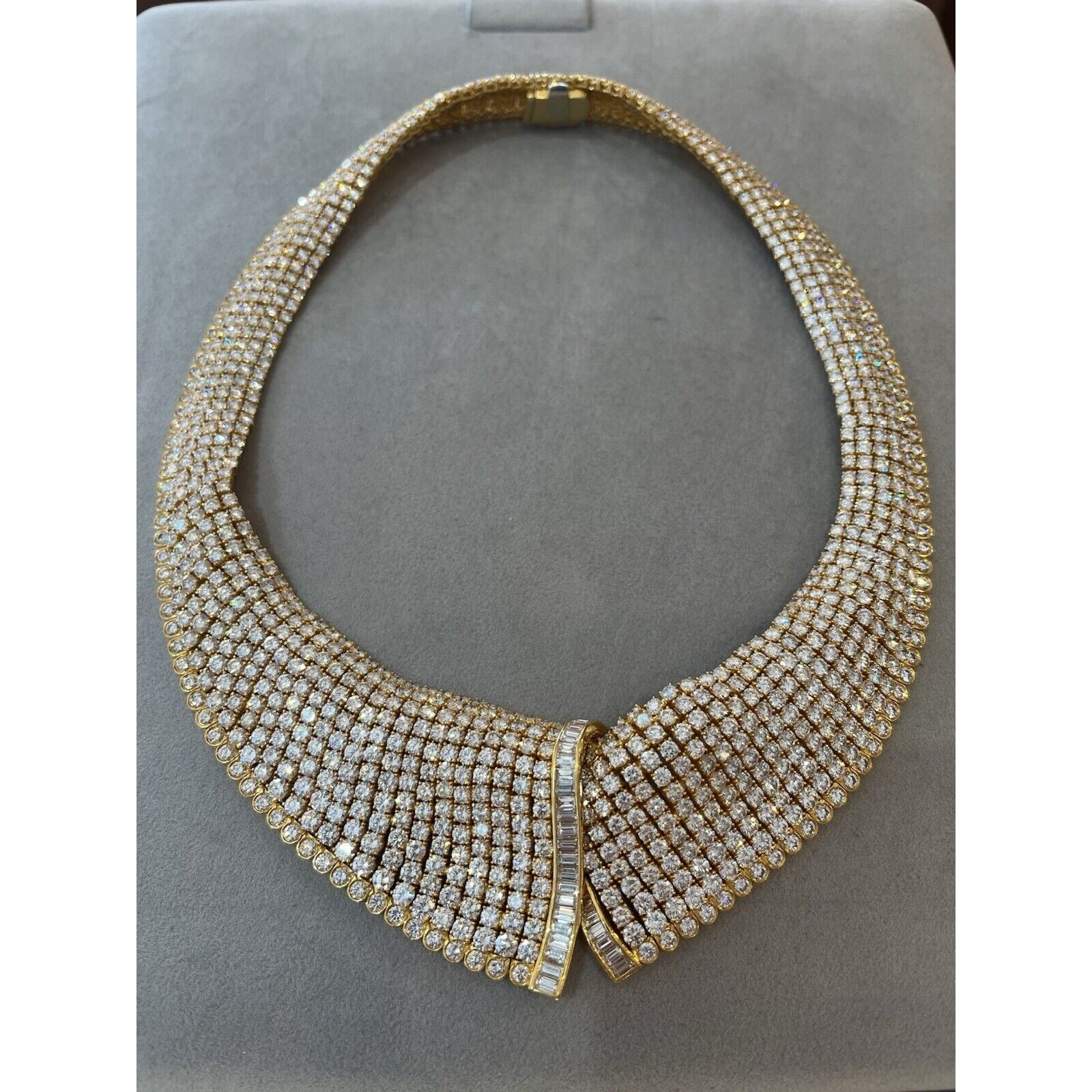 Wide Diamond Collar Necklace 100.00 cttw in 18k Yellow Gold