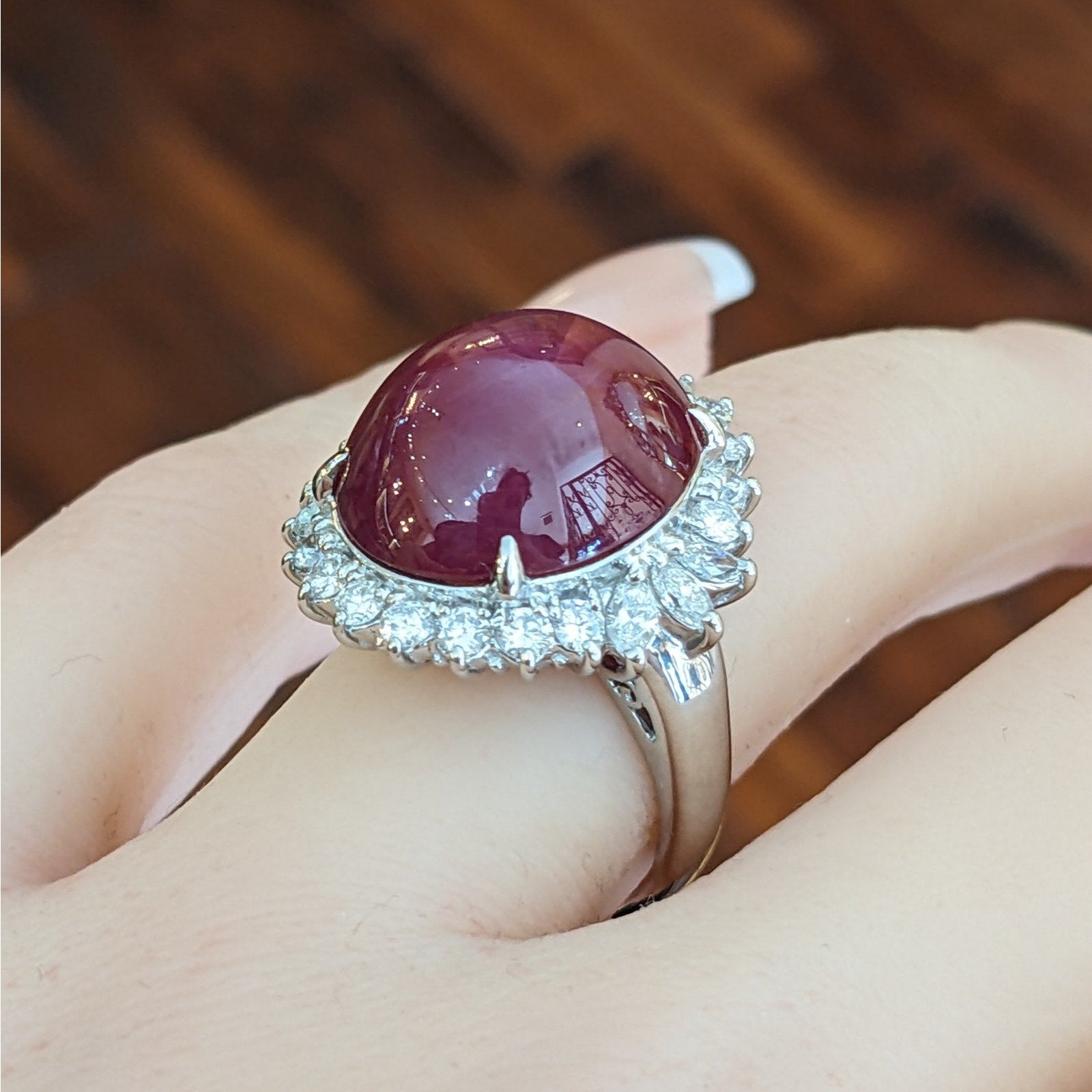 19.91 ct Burma Untreated Star Ruby and Diamond Ring in Platinum