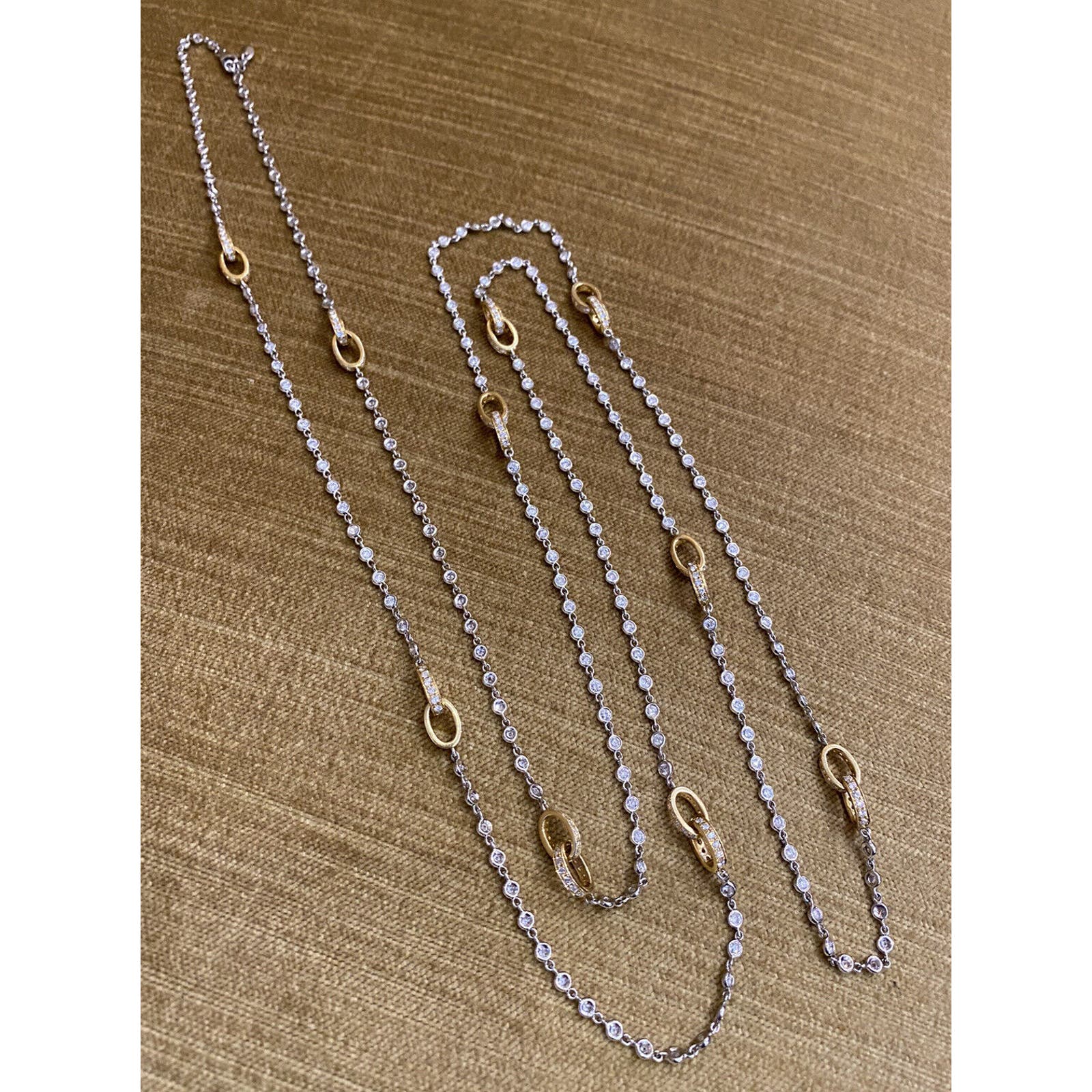 49" Diamond By the Yard Necklace with 8.00 ct TW 18k White/Yellow Gold-HM2203V5