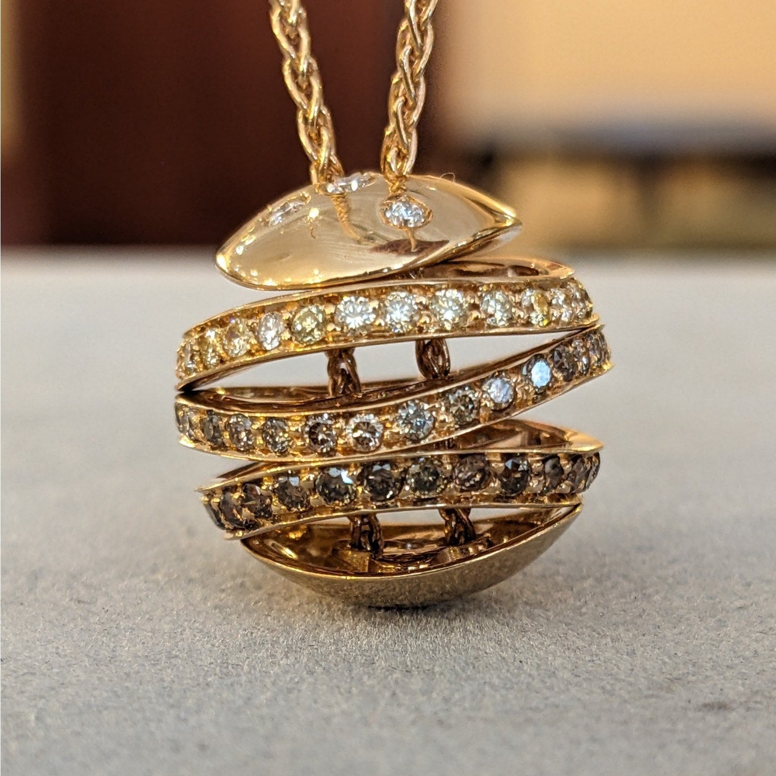 iO Si Italy Diamond Bauble Pendant Necklace in 18k Rose Gold