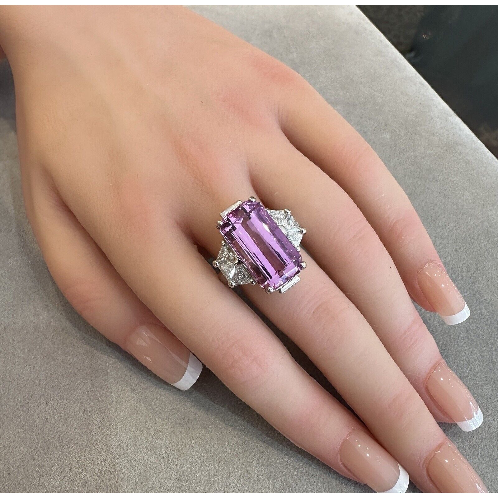 RARE GIA 17.47 cts Pink Topaz and Diamond Ring in Platinum