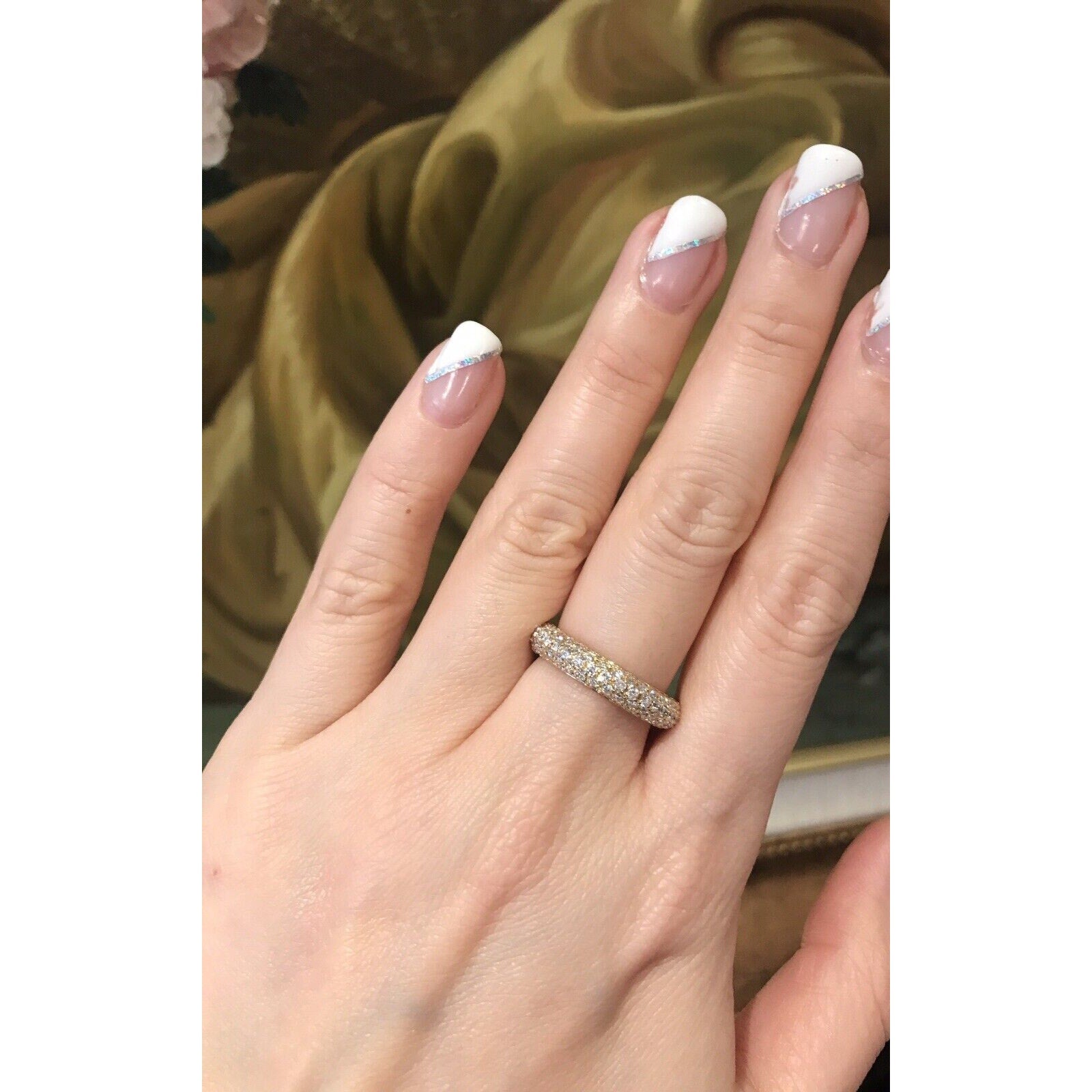 2.03 carat Pave Diamond Eternity Band Ring in 18k Yellow Gold