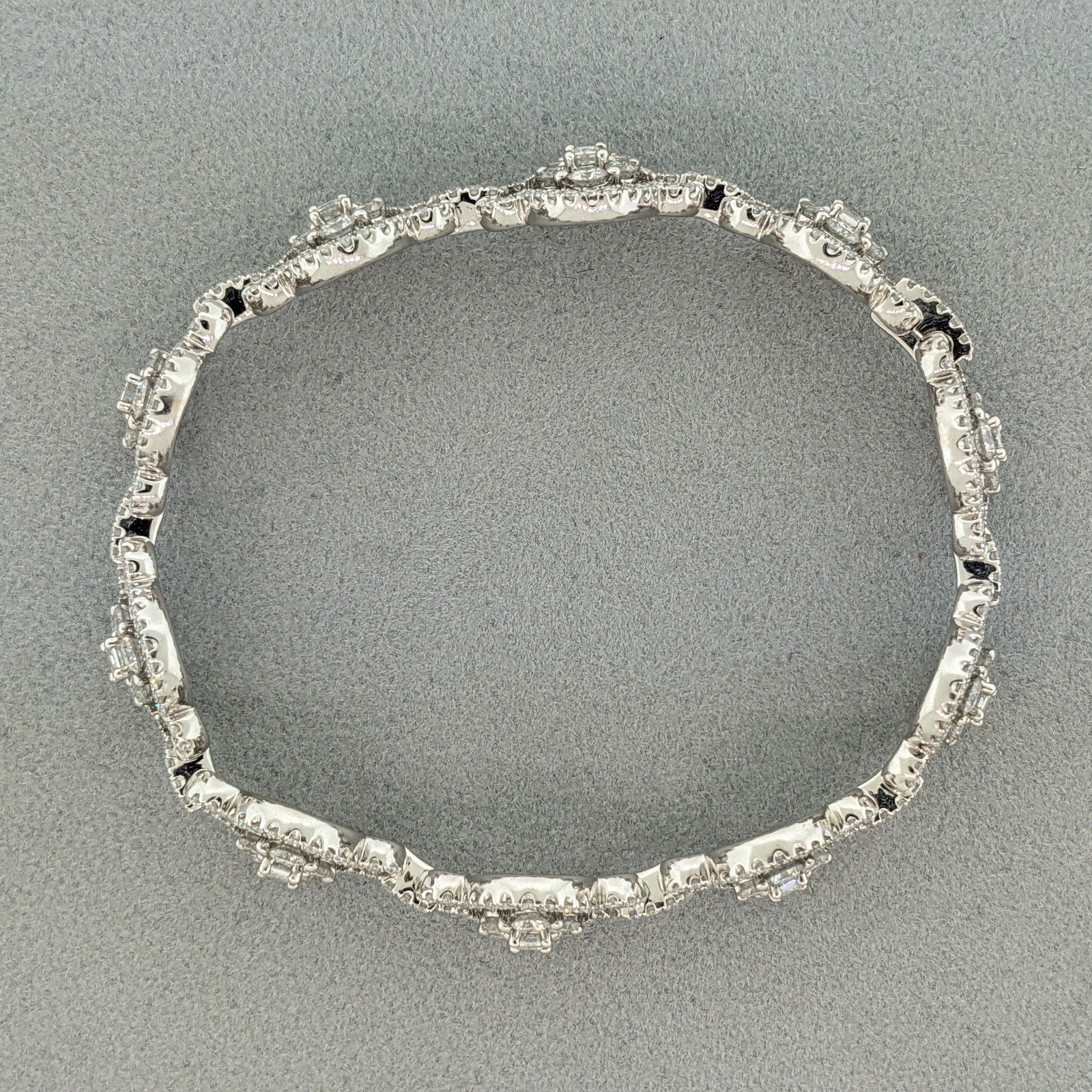 Natural Diamond Oval Link Bracelet 8.22 ctw in 18k White Gold