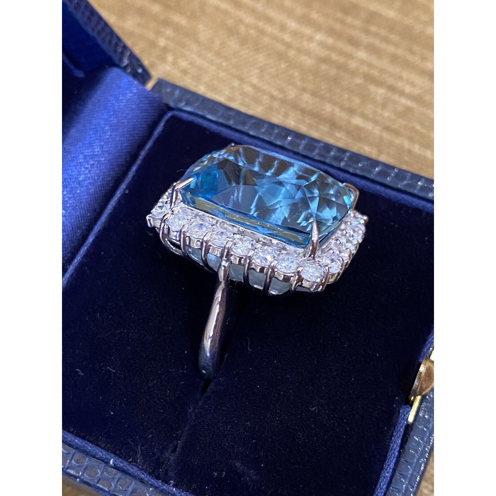 GIA 25.47 ct Aquamarine and Diamond Ring in Platinum - HM2371RN