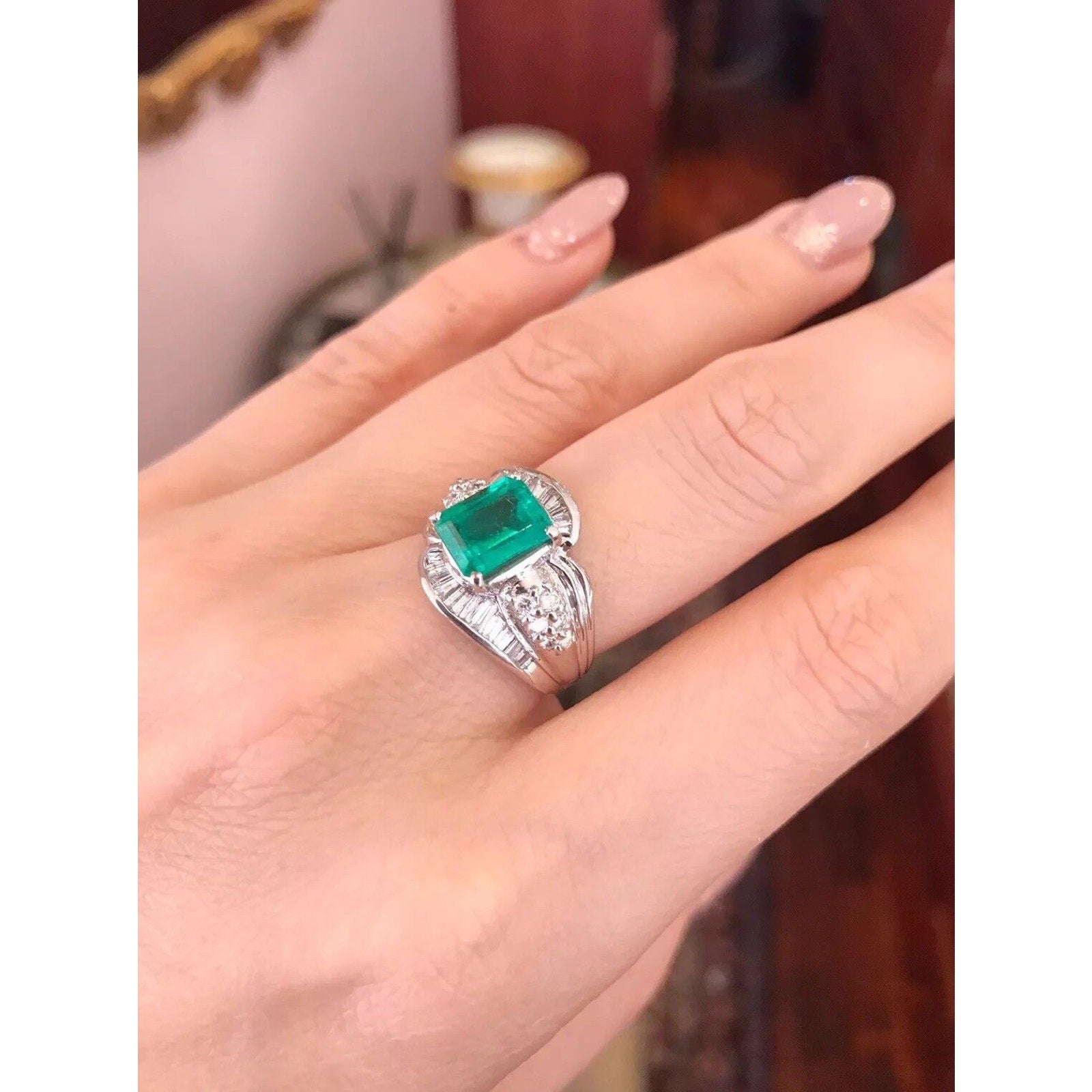 GIA Certified 2.52 ct Colombian Emerald and Diamond Ring in Platinum