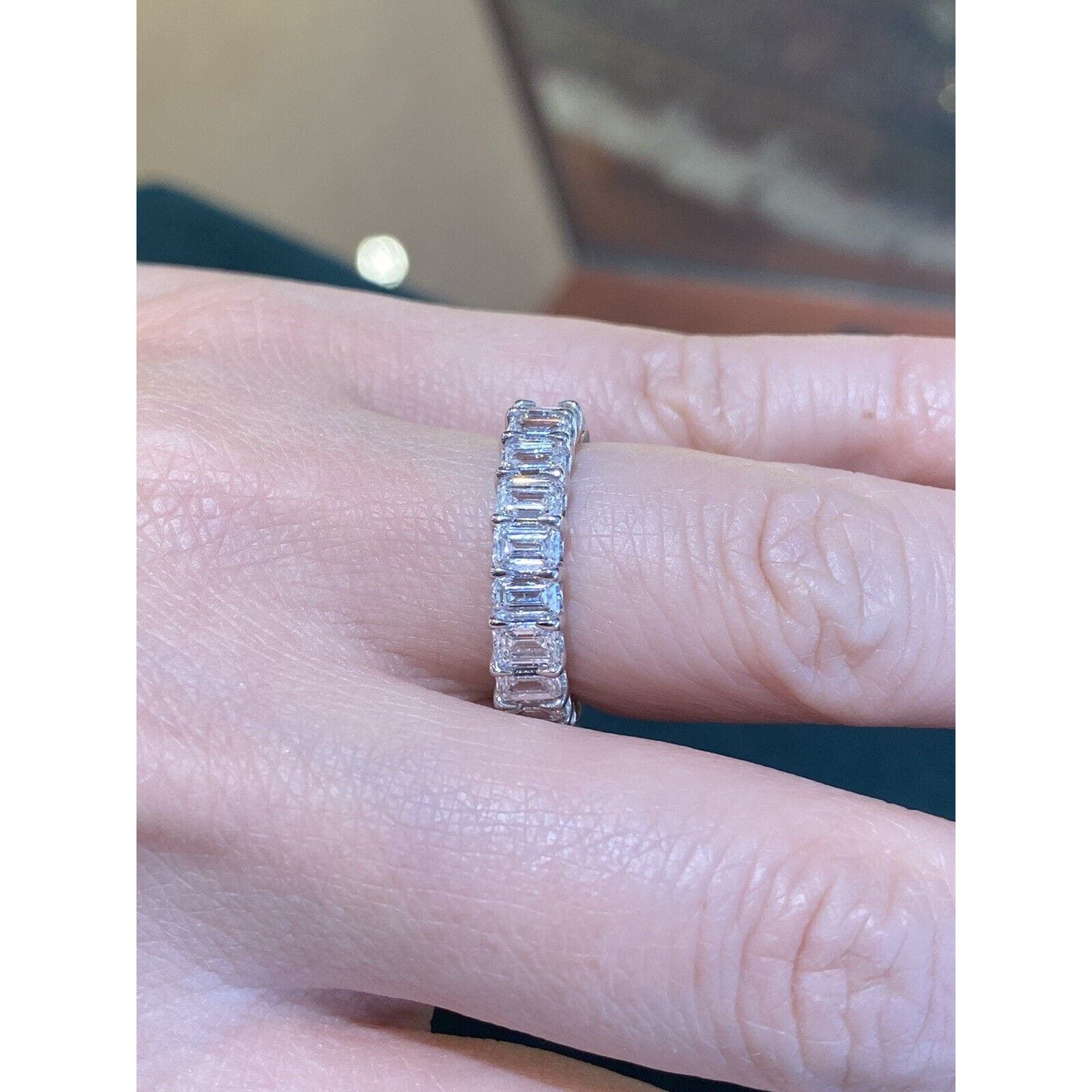 5.12 ctw Emerald Cut Diamond Eternity Band Ring in Platinum 5mm 6.25- HM2347E