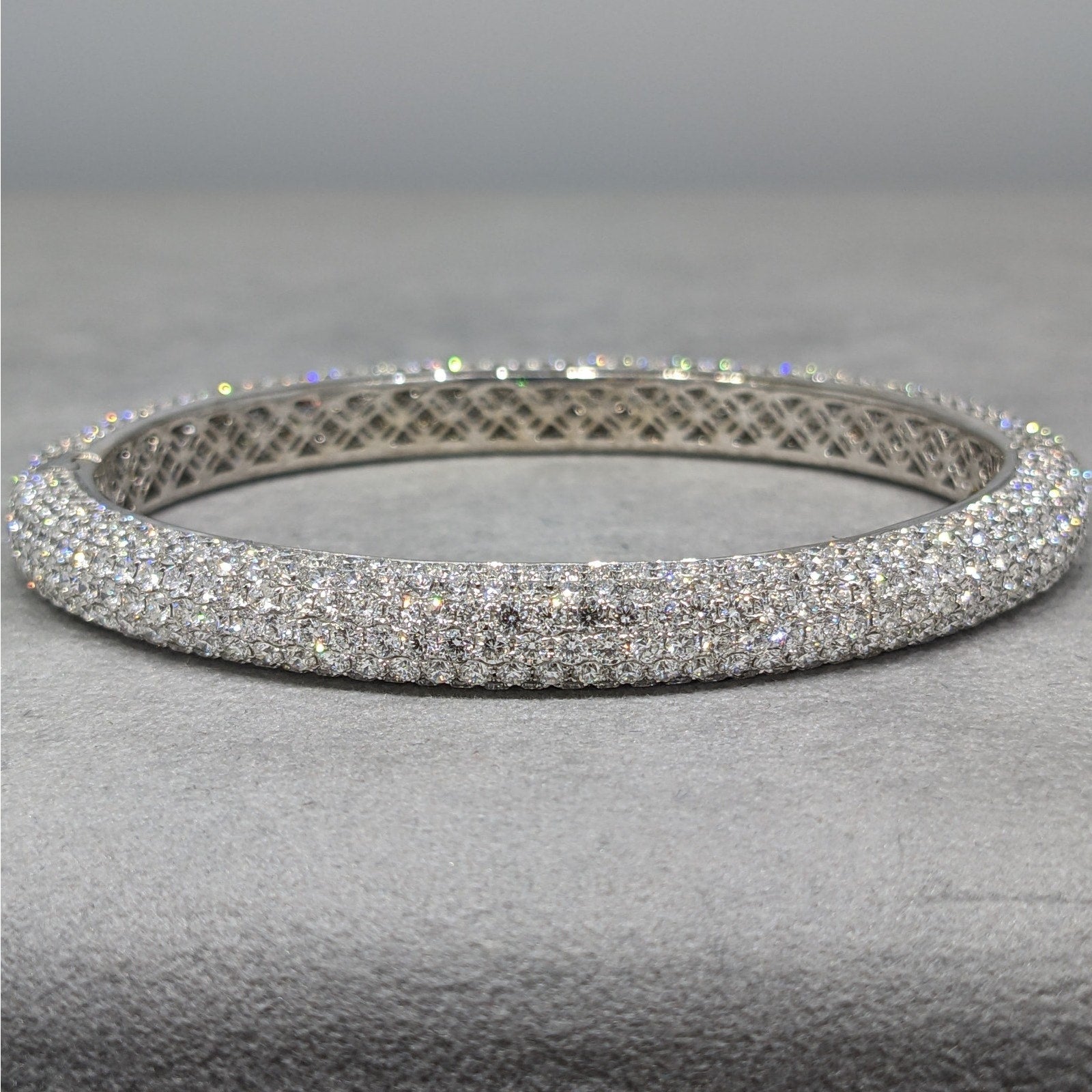 Natural Diamond Pave Bangle Bracelet 16.23 cttw in 18k White Gold