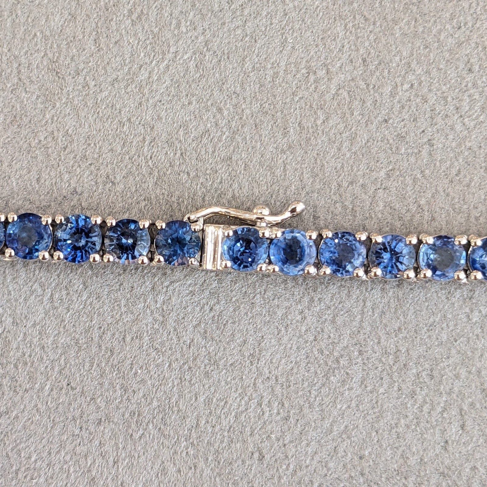 Natural Sapphire Tennis Necklace in 14k White Gold 17"