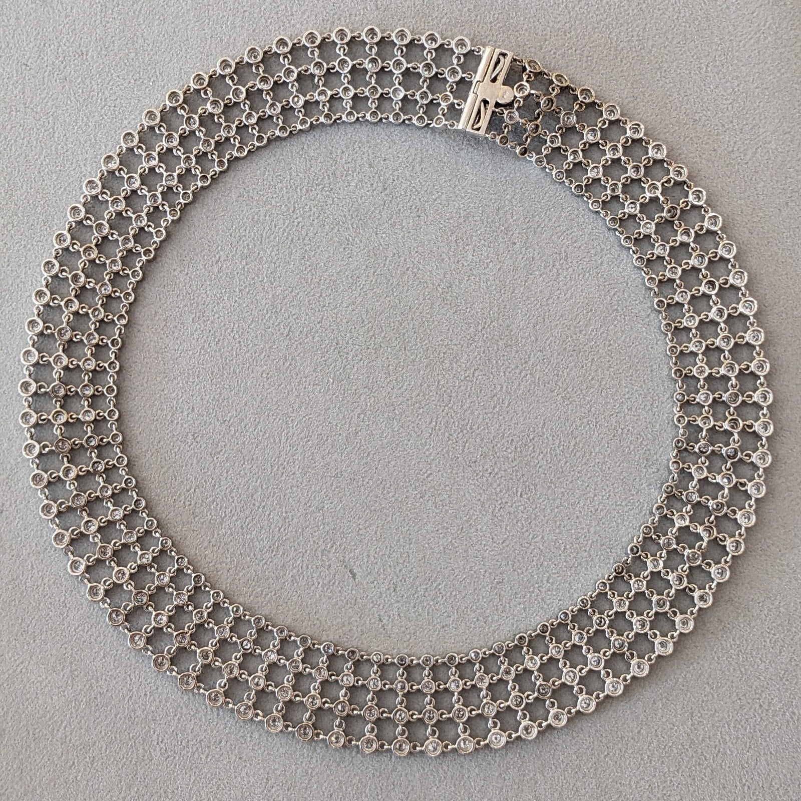 Wide Openwork Collar Diamond Necklace in 18k White Gold