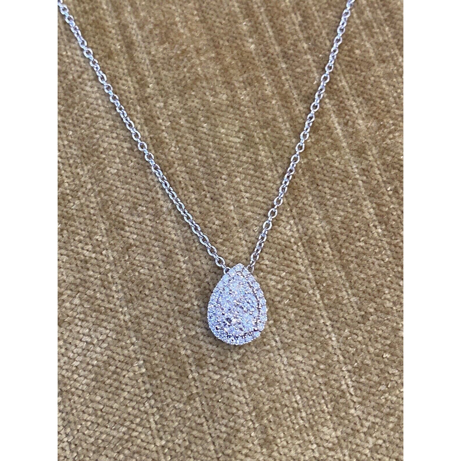 Teardrop Diamond Cluster Pendant Necklace in 18k White Gold--HM2380V