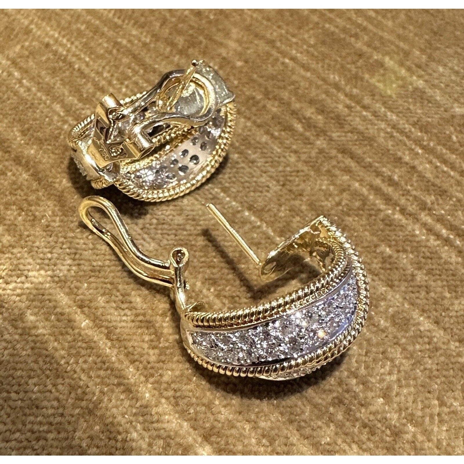 Pave Diamond Crossover Earrings in 18k Yellow Gold