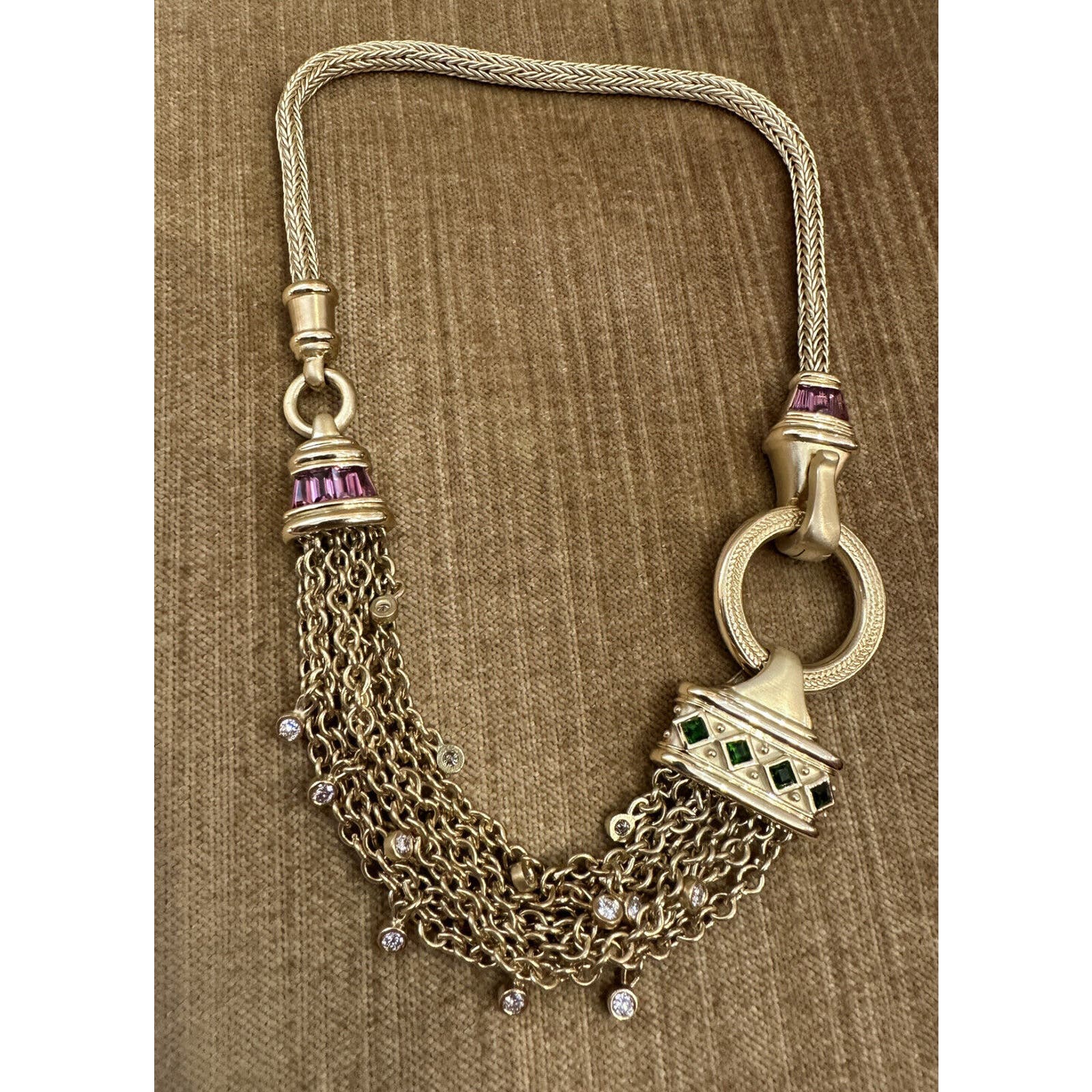 SeidenGang Choker Necklace w/Diamonds and Tourmalines in 18k Yellow Gold-HM2321V