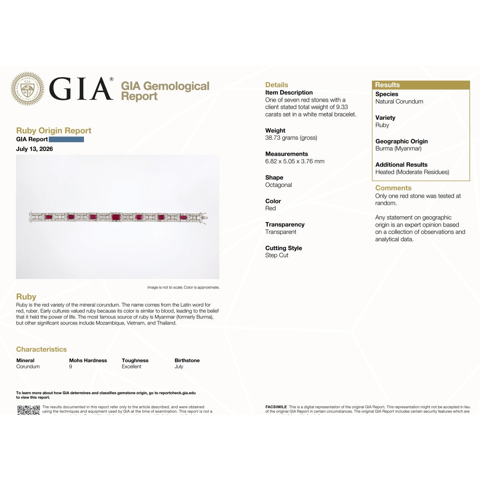 GIA Burma Ruby & Diamond Statement Bracelet in Platinum
