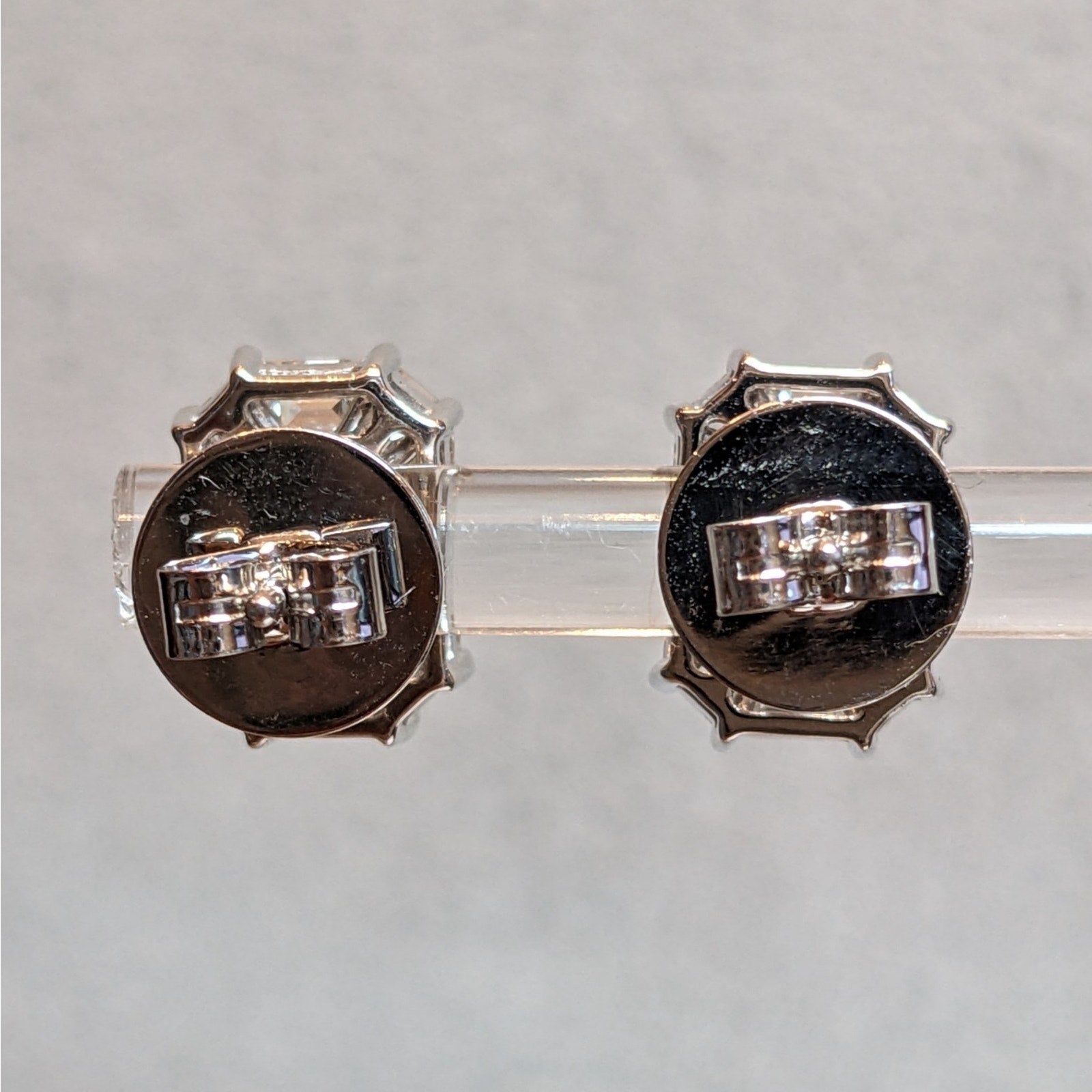 Large Illusion set Natural Diamond Stud Earrings in 18k White Gold