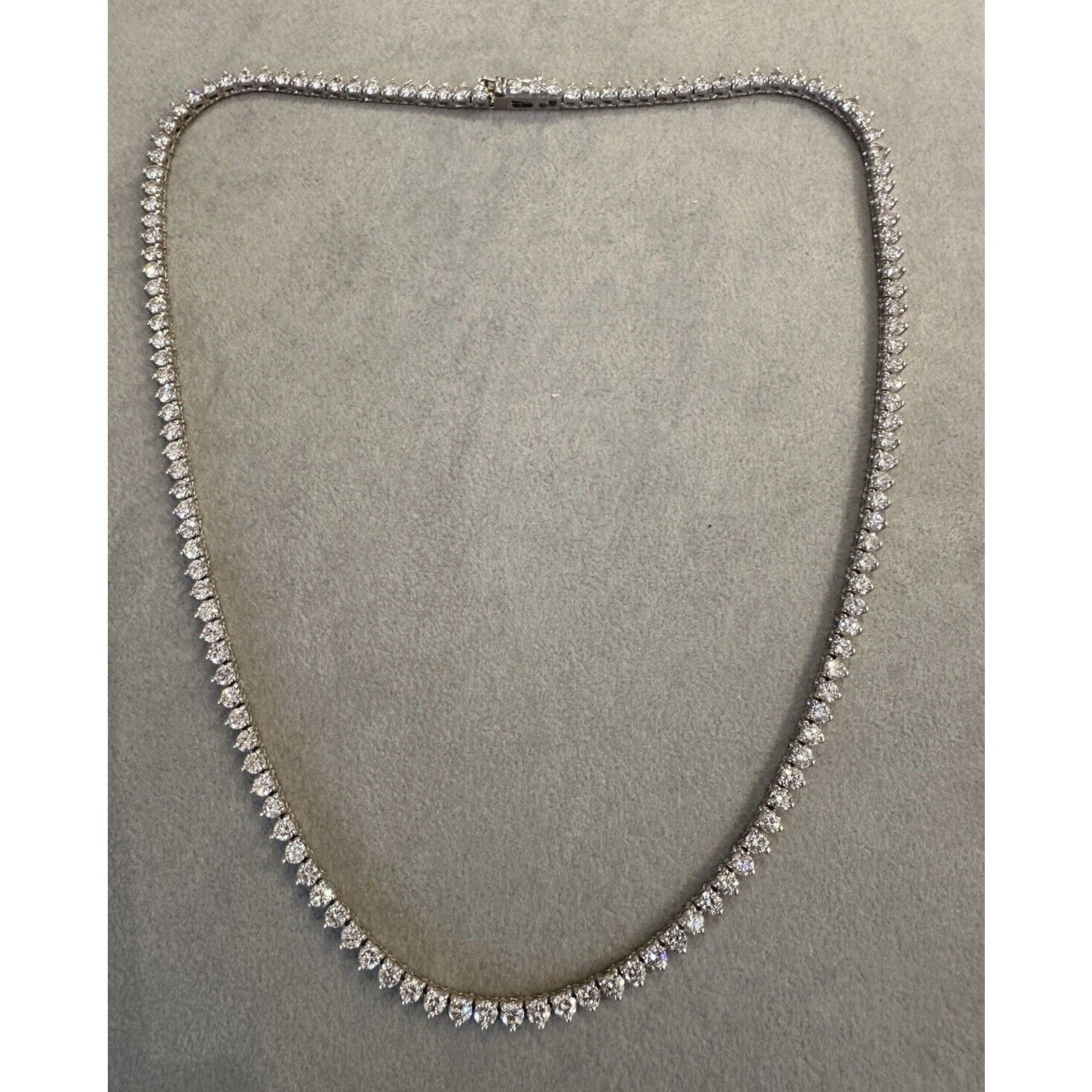 10.45cts Diamond Tennis Necklace in 18k White Gold 16.5" long