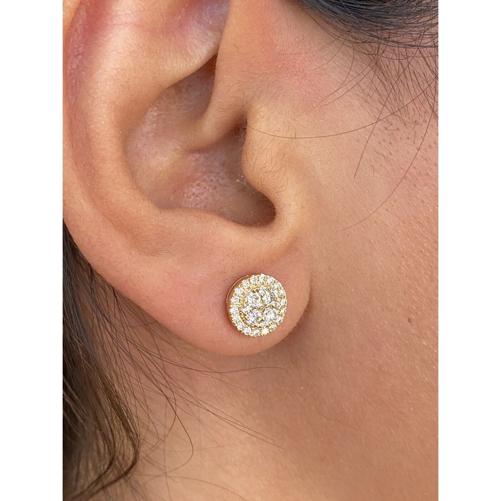 Diamond Cluster Stud Earrings in 18k Yellow Gold