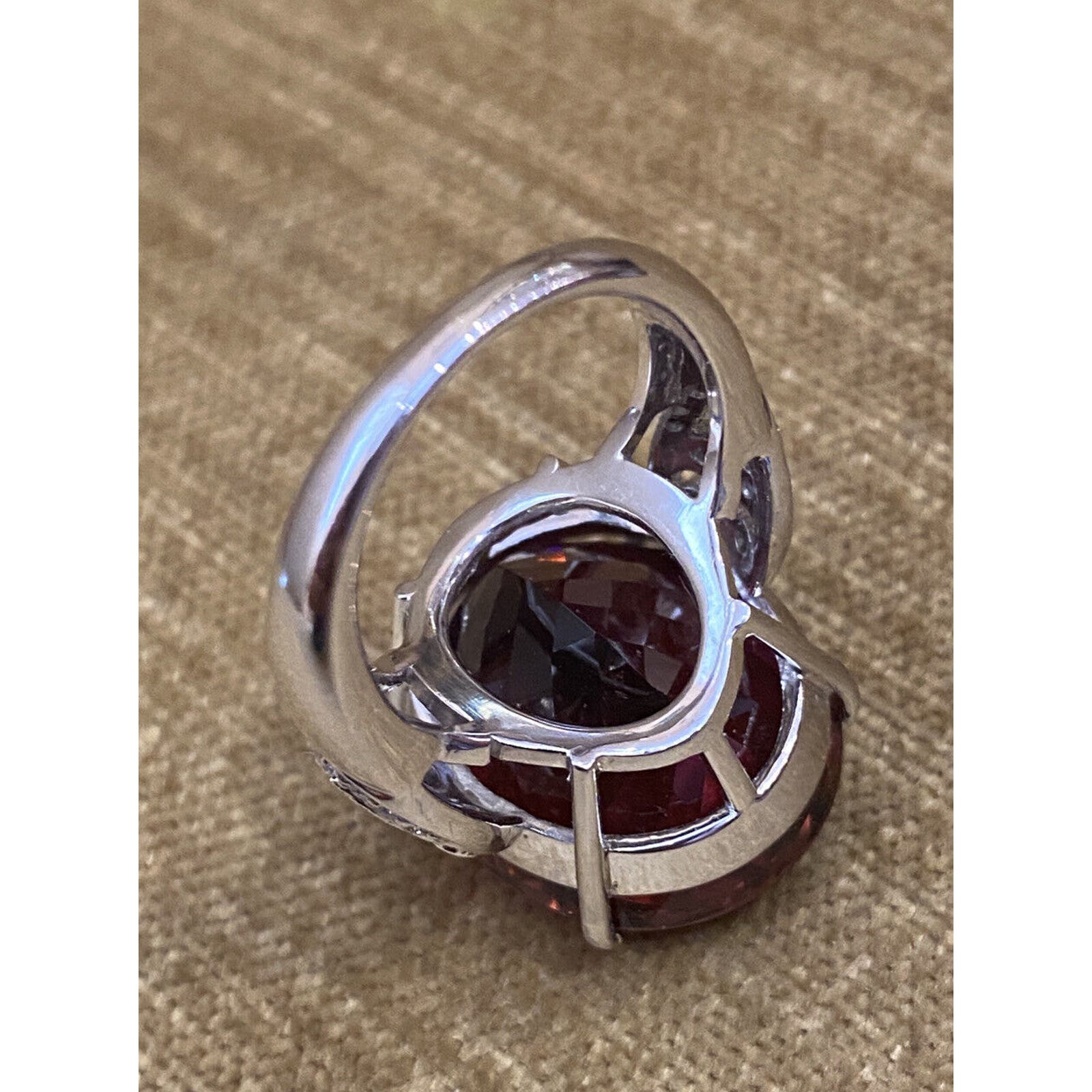 GIA 27.58 ct Oval Rubellite Cocktail Ring with Diamonds in Platinum - HM2370EA