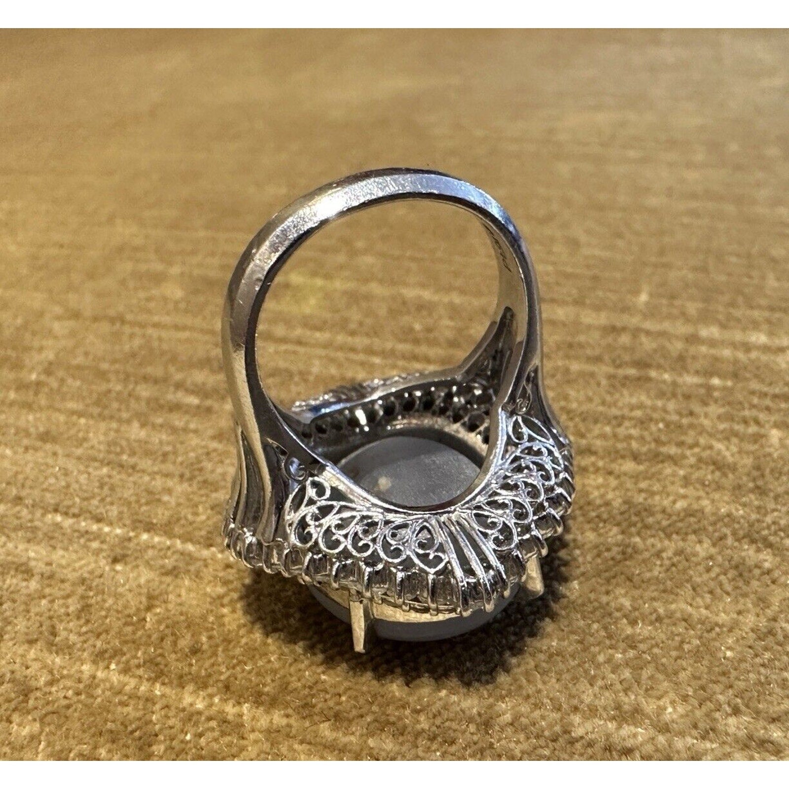 Large 30 carat Natural Star Sapphire & Diamond Ballerina Ring in Platinum