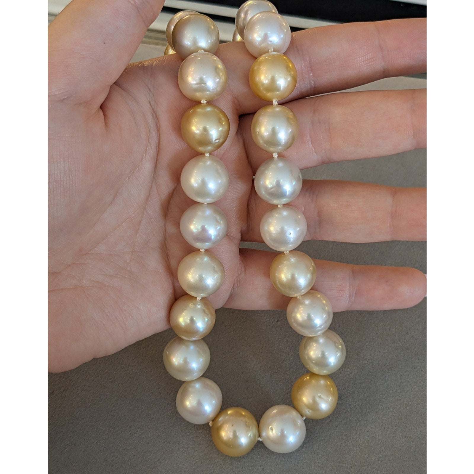 13-15mm South Sea Pearl Necklace with Diamond and 18k White Gold Clasp
