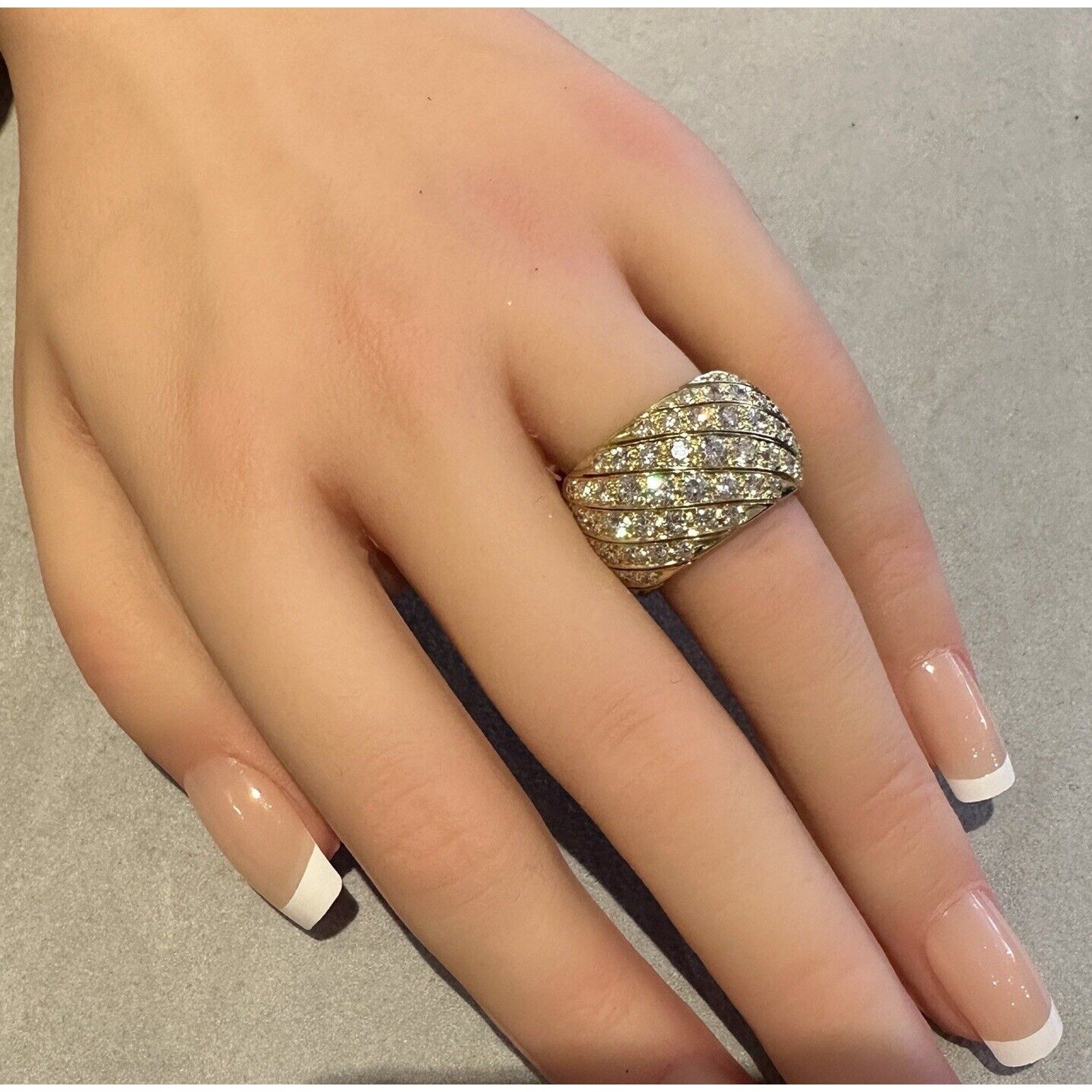 Wide Diamond Eternity Cigar Band Ring 9.18 cttw in 18k Yellow Gold