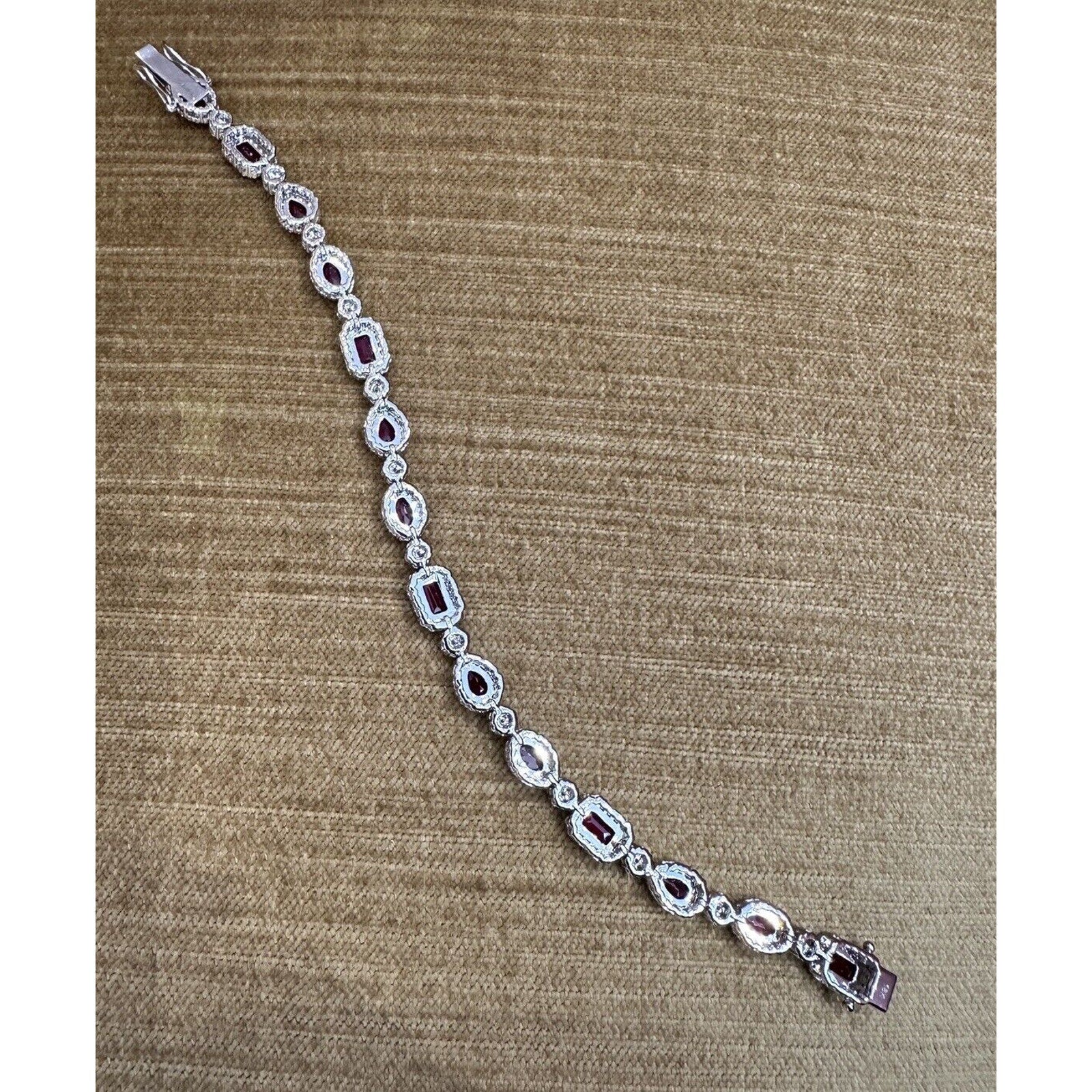 Ruby and Diamond Link Bracelet 7.65 cttw in 18k White Gold - HM2538Z