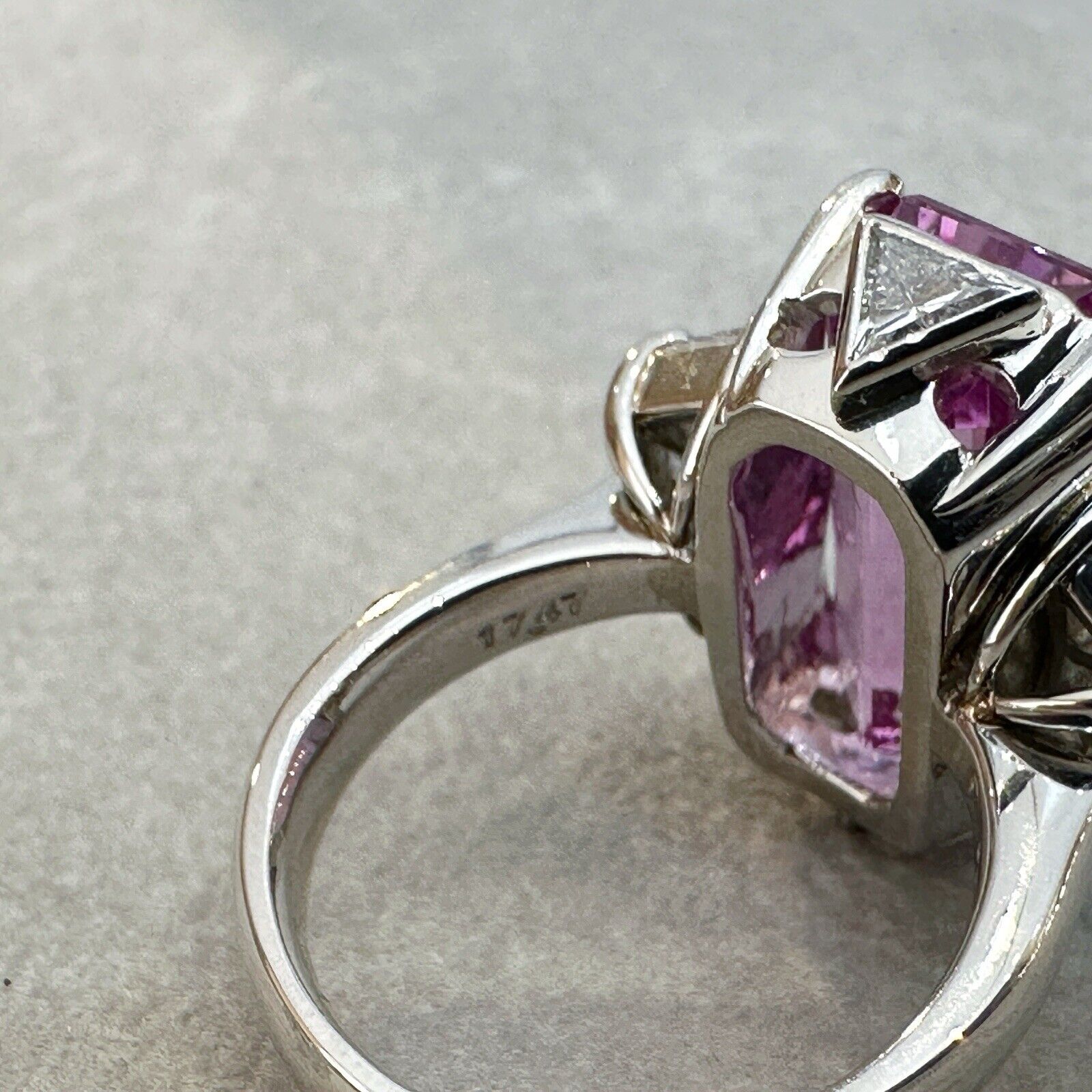 RARE GIA 17.47 cts Pink Topaz and Diamond Ring in Platinum