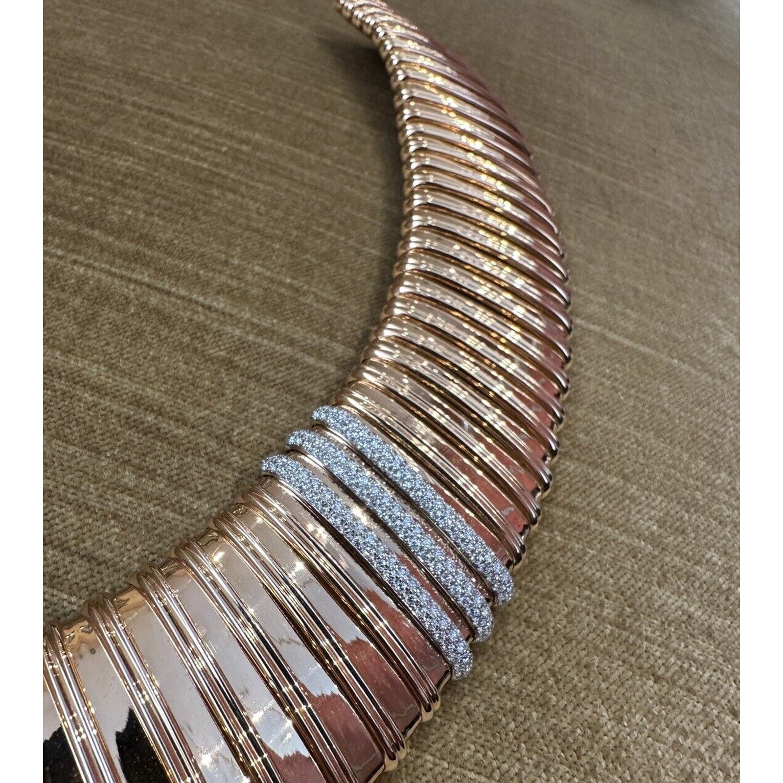 Roberto Coin Wide Collar Necklace with Diamonds in 18k Rose Gold-HM2376SV