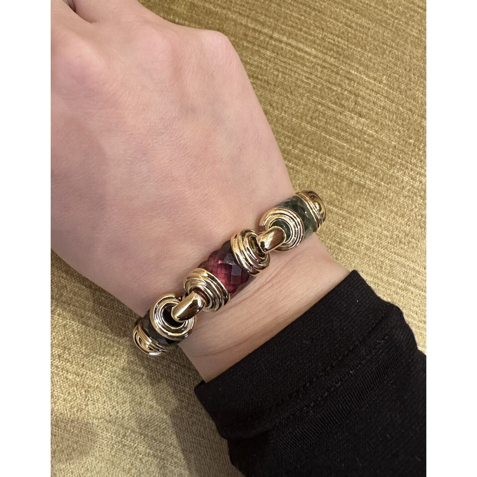MultiColor Gemstone Statement Bracelet in 18k Yellow Gold - HM2427BS