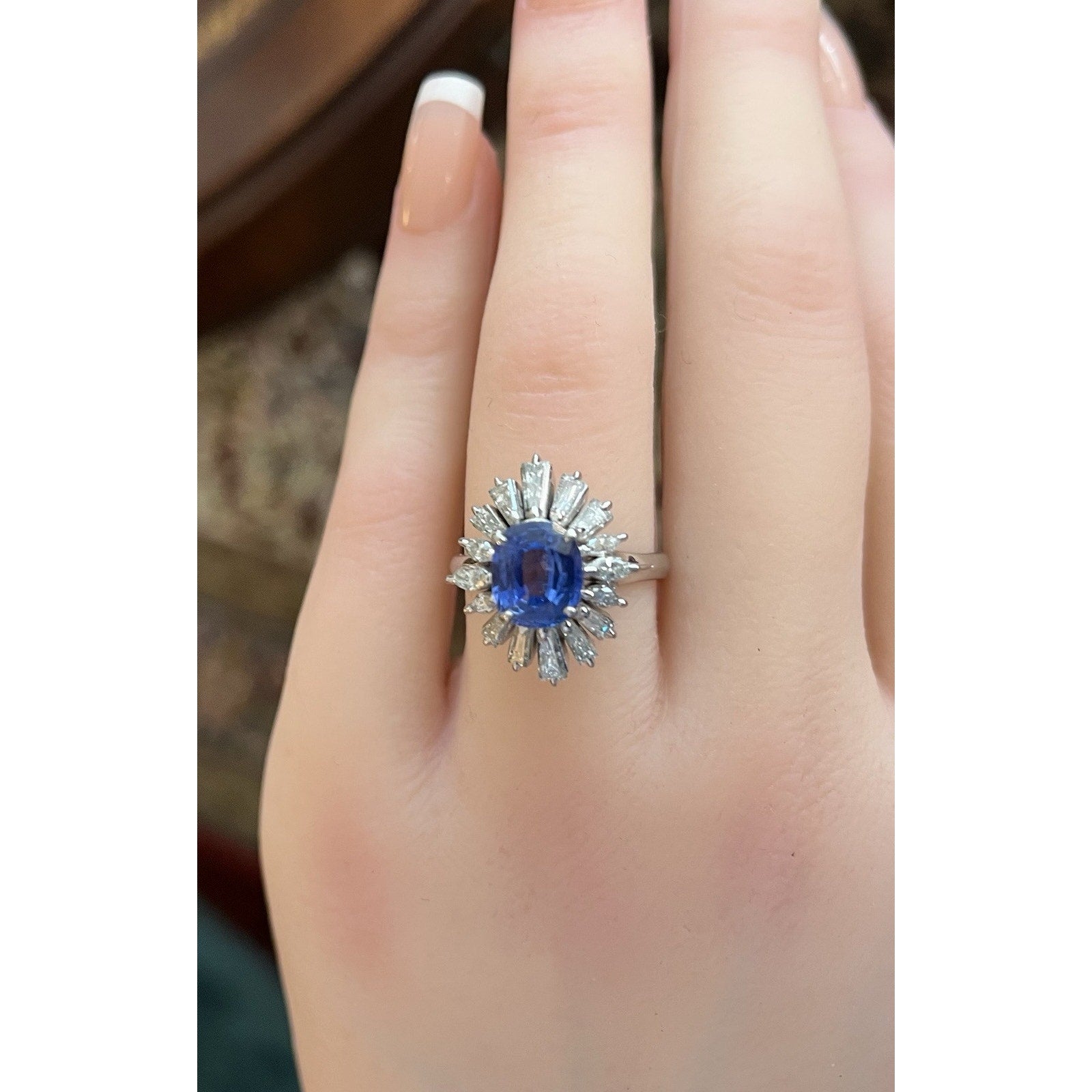 Oval Sapphire 2.12 ct and Diamond Ring in Platinum