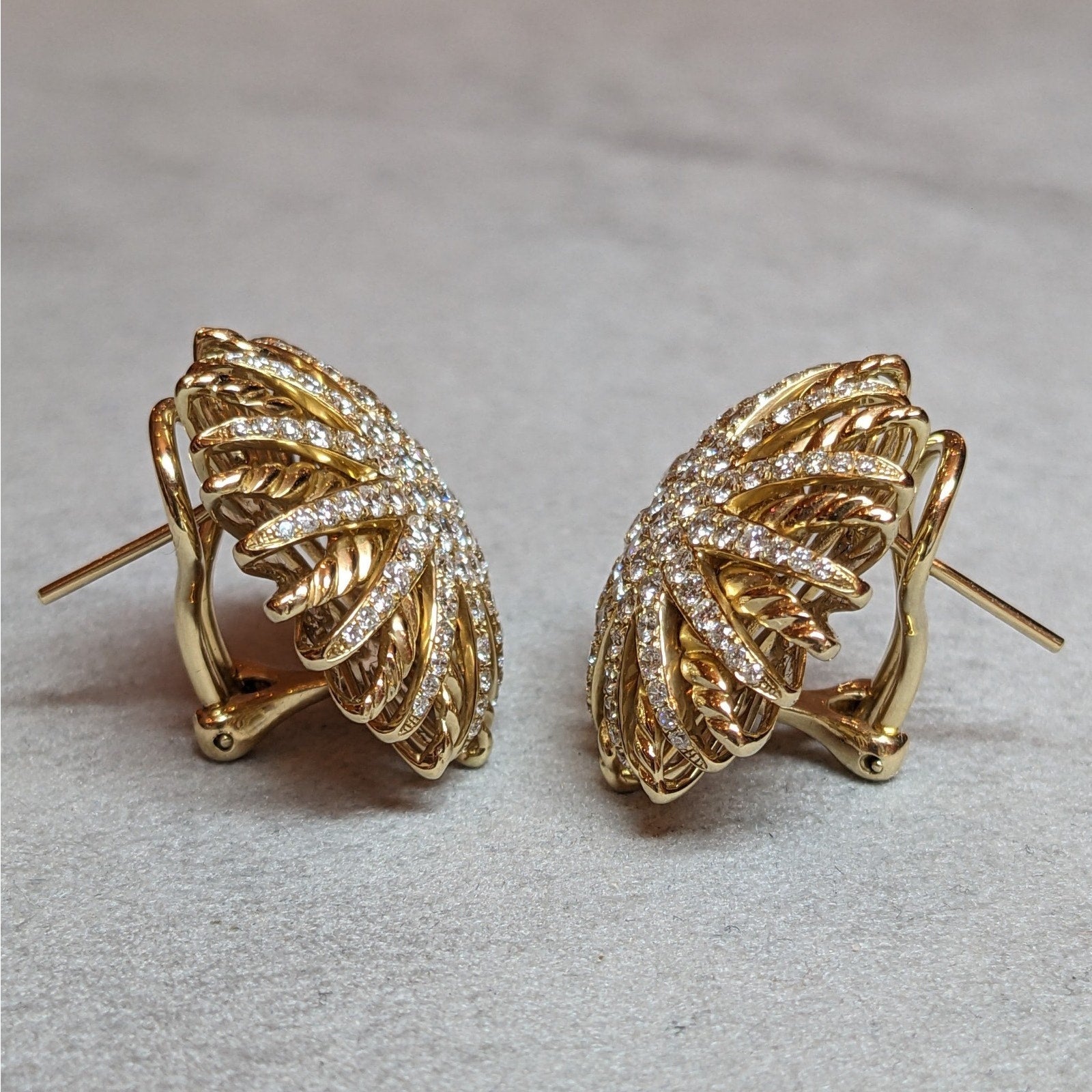 Natural Diamond Starburst Earrings in 14k Yellow Gold