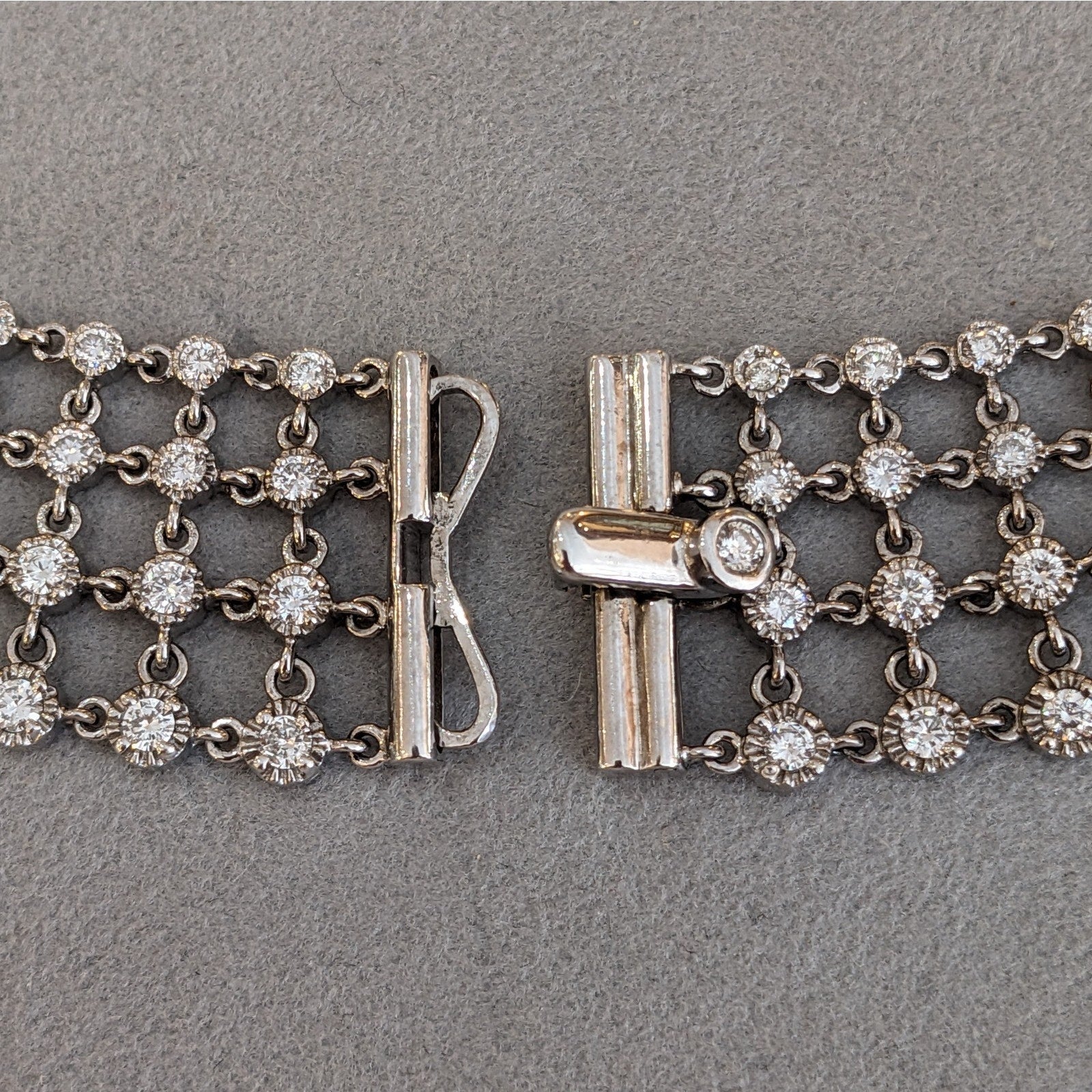 Wide Openwork Collar Diamond Necklace in 18k White Gold