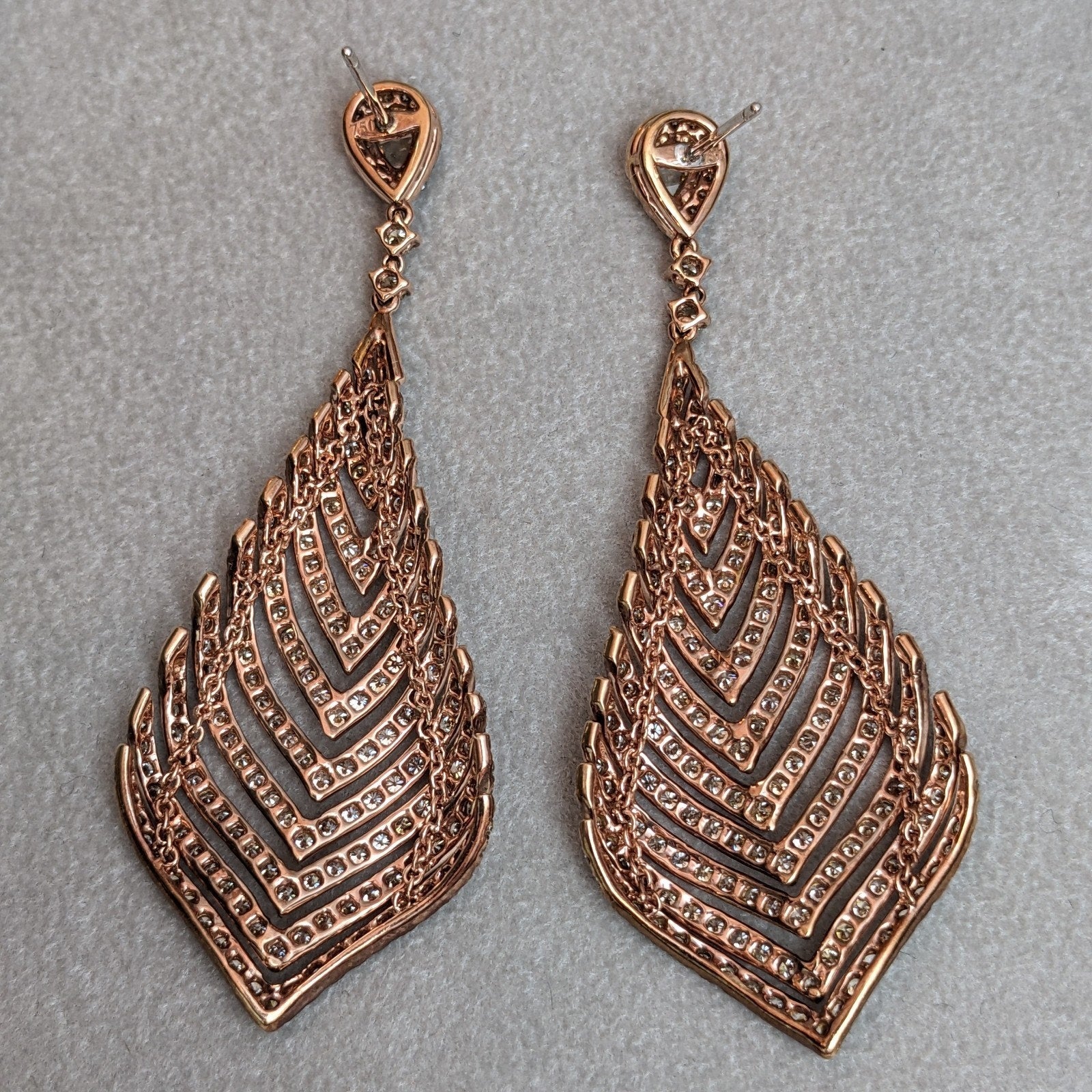Natural Diamond Tier Drop Earrings 5.85 cttw in 18k Rose Gold