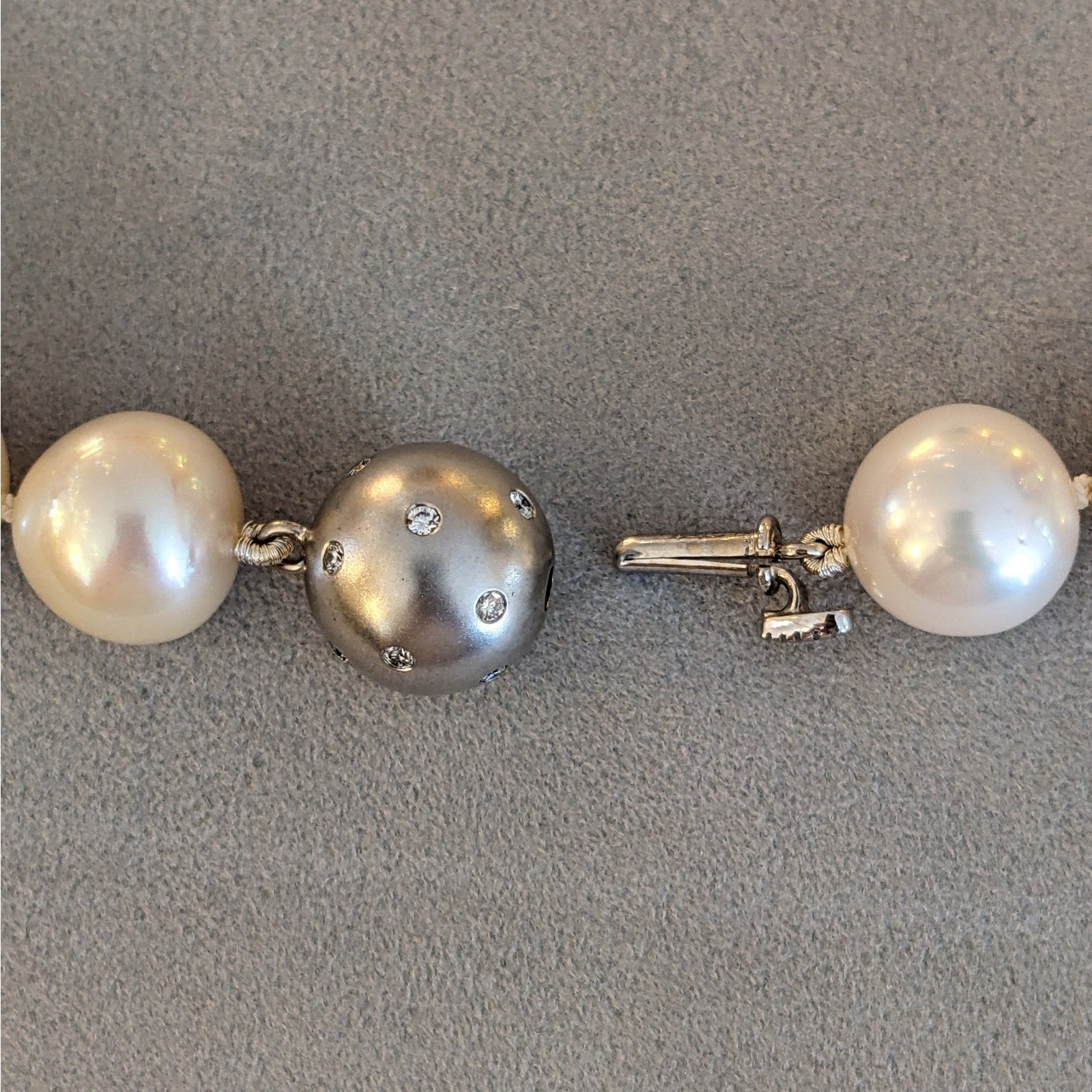 13-15mm South Sea Pearl Necklace with Diamond and 18k White Gold Clasp