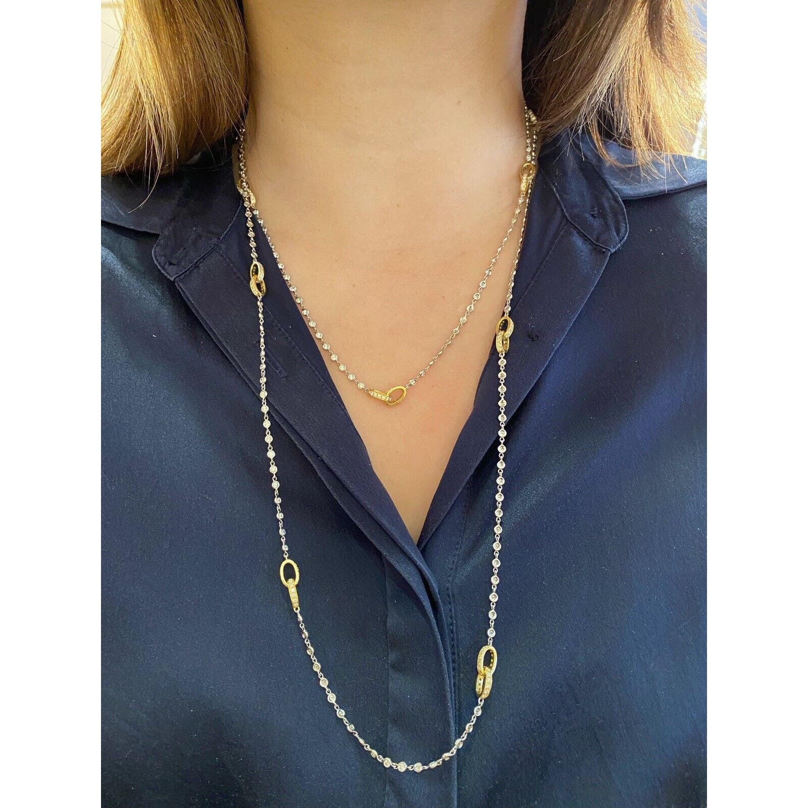 49" Diamond By the Yard Necklace with 8.00 ct TW 18k White/Yellow Gold-HM2203V5