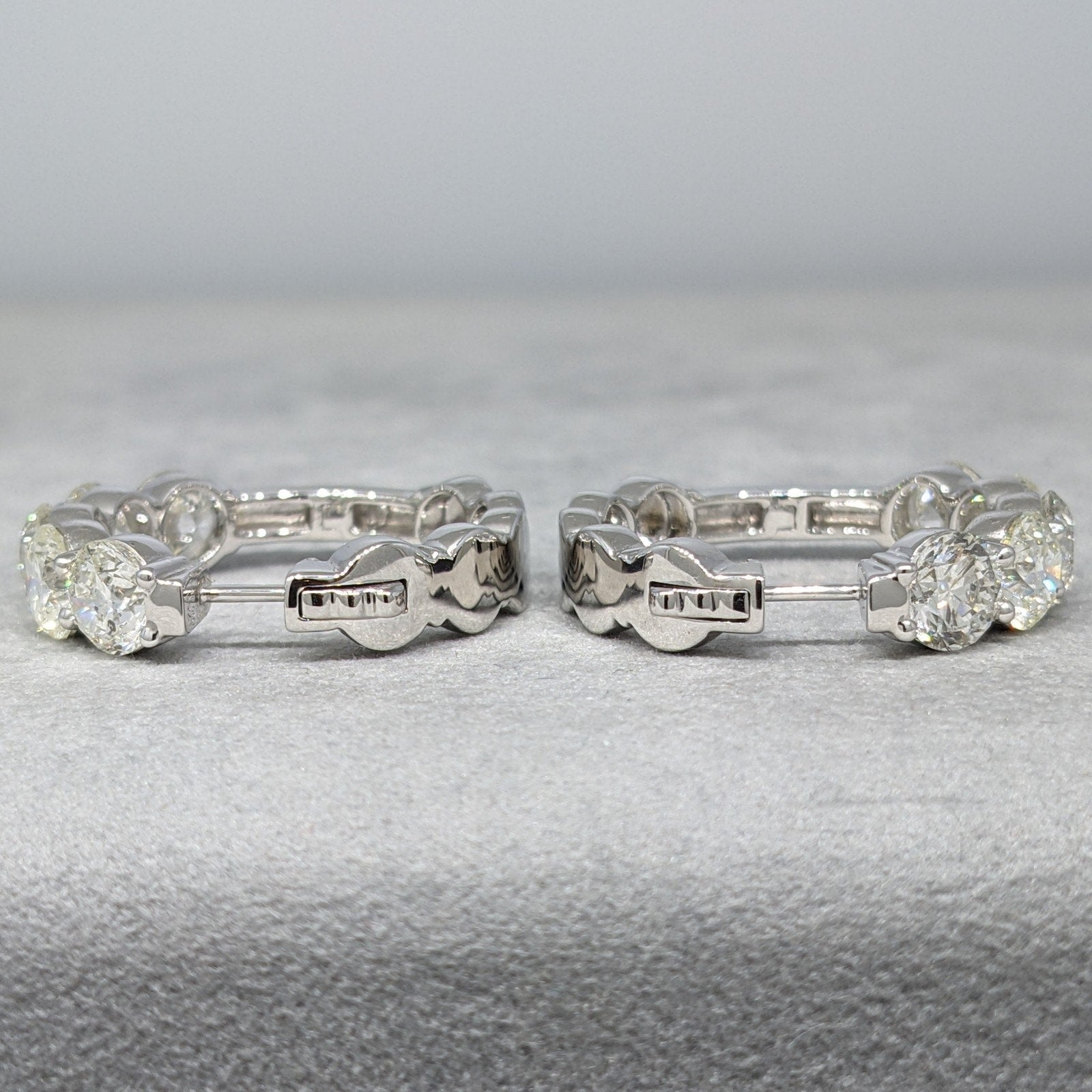 10.31 ctw Natural Round Diamond Hoop Earrings in 18k White Gold
